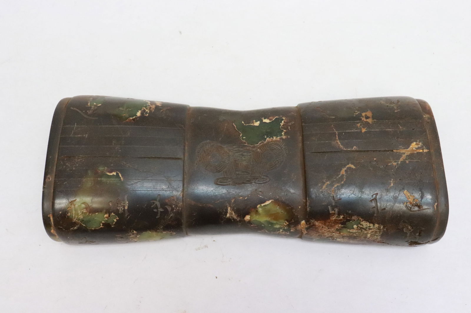 Large jade like stone pillow(?): Large jade like stone pillow(?), 1.5"x8.9"x3.7"