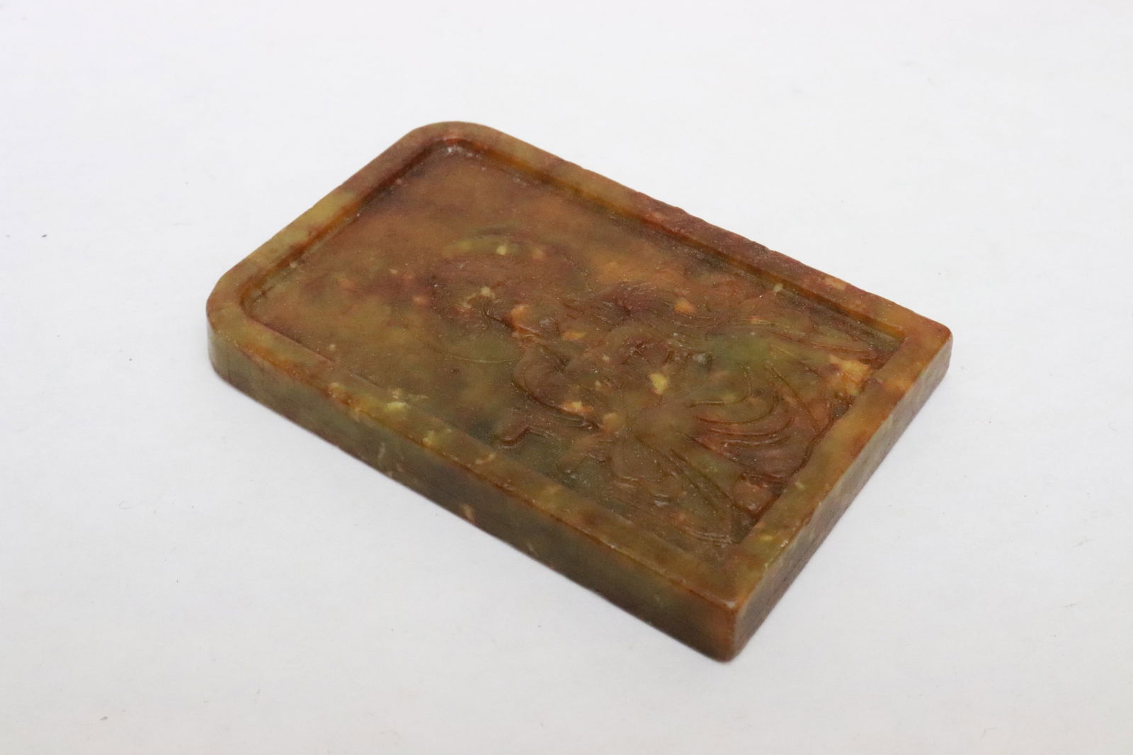 Jade like stone rectangular plaque - 5