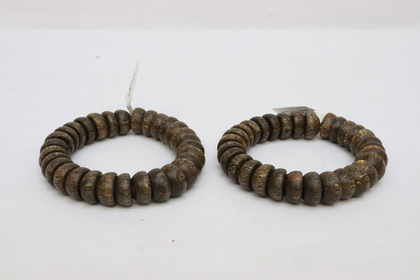 2 wood like bead bracelets: 2 wood like bead (0.35"x0.65"dia ea) bracelets