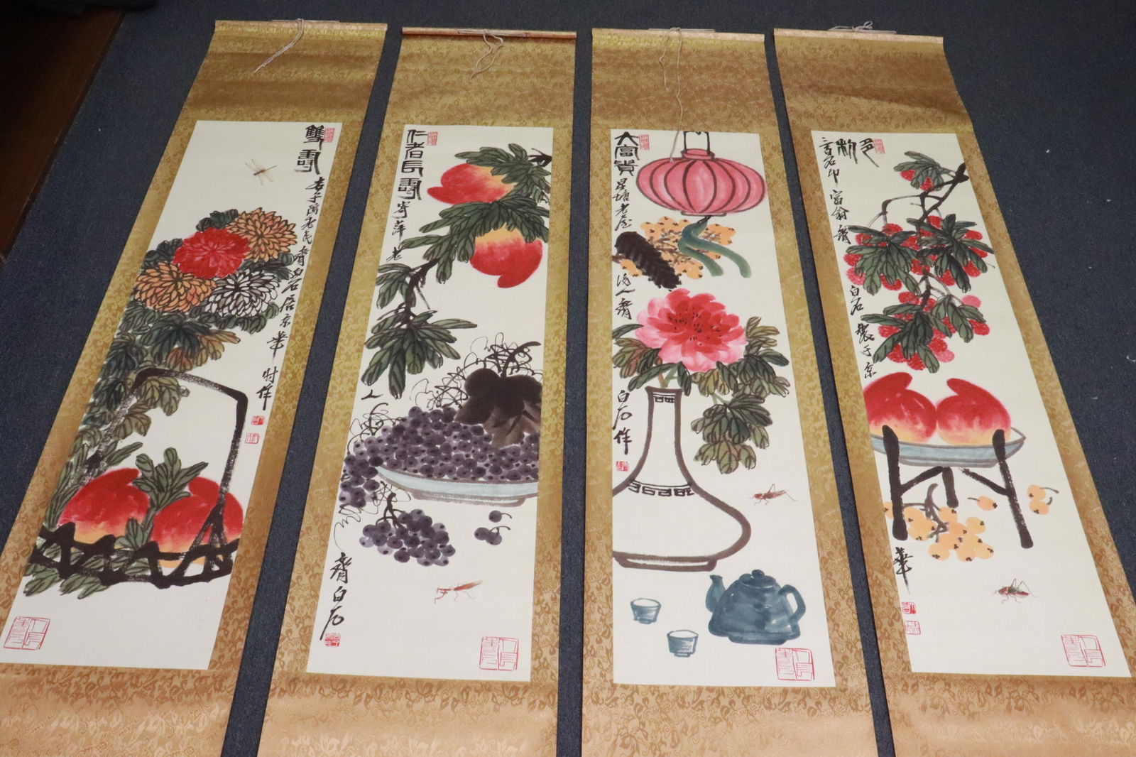 Set of 4 Chinese print scrolls: Set of 4 Chinese print scrolls, 45.85"x11.6" ea