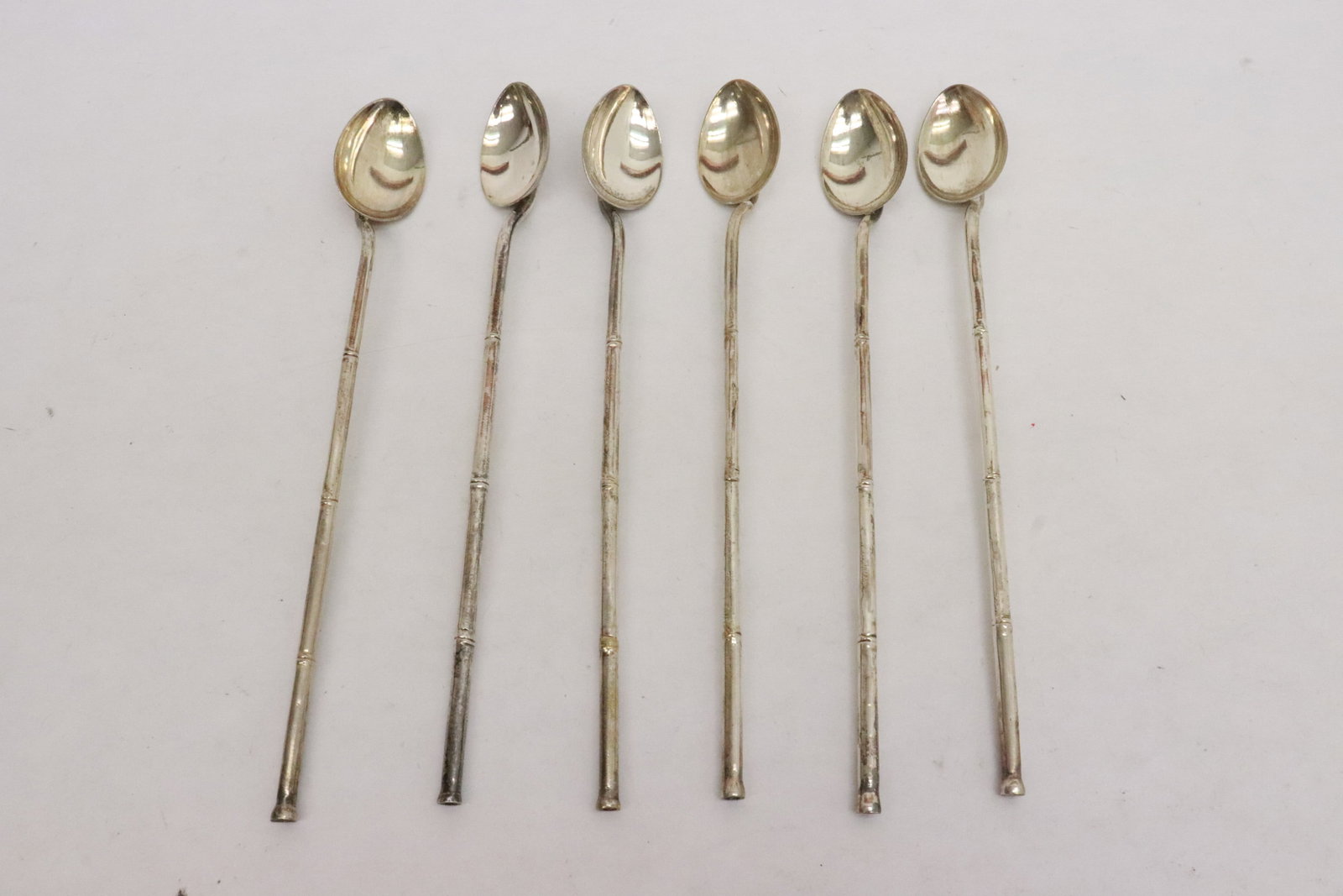 6 sterling straw spoons: 6 sterling straw spoons, wt. 89gm, 7.95"L ea