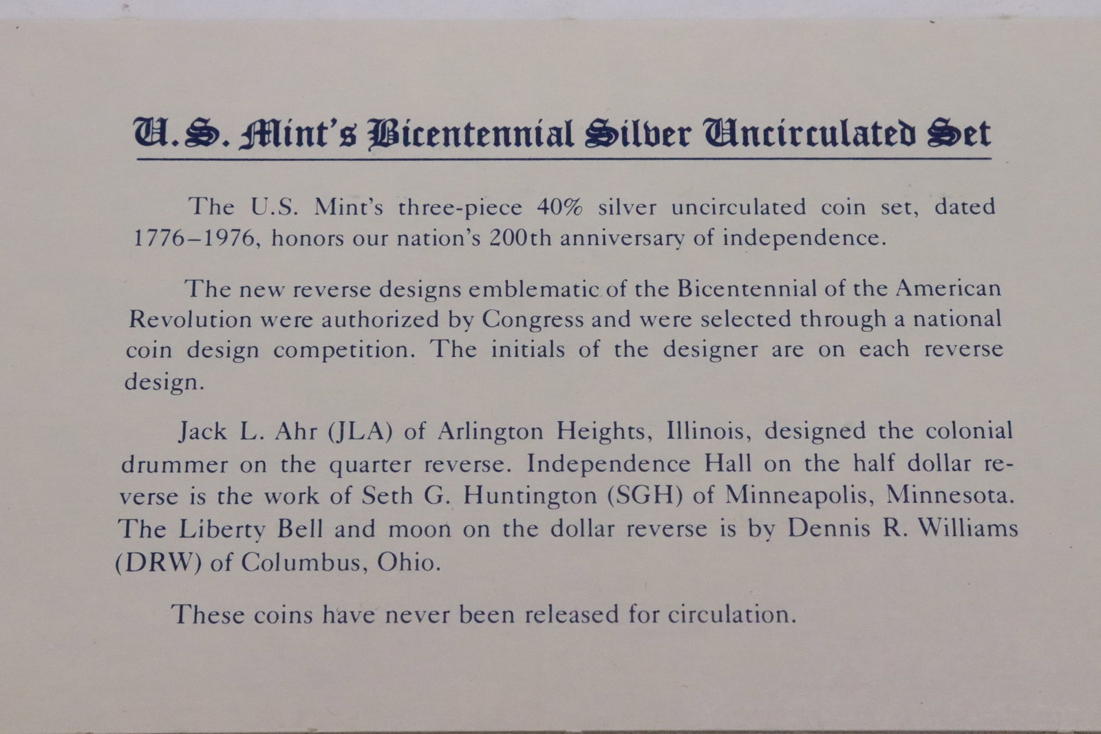 Bicentennial silver set - 4
