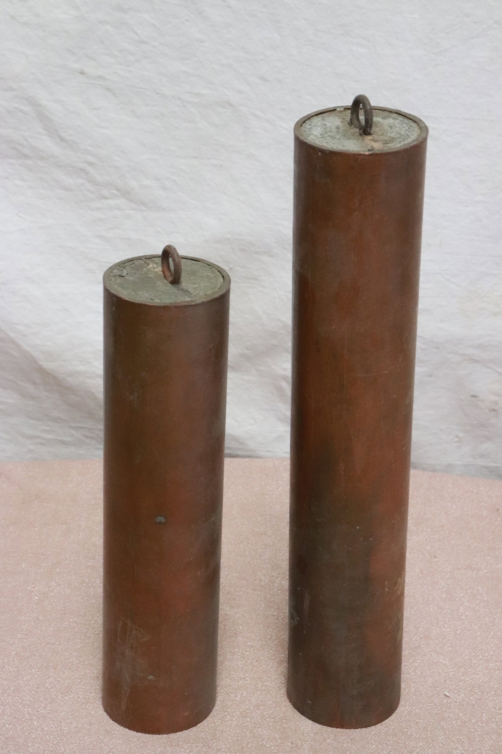 Pair very heavy bronze clock weights (1 of 4)