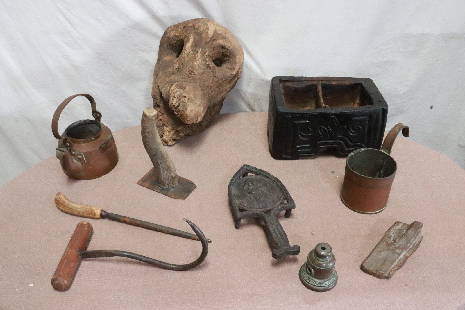 Lot of primitives; wood, copper, cast iron, etc. (1 of 9)