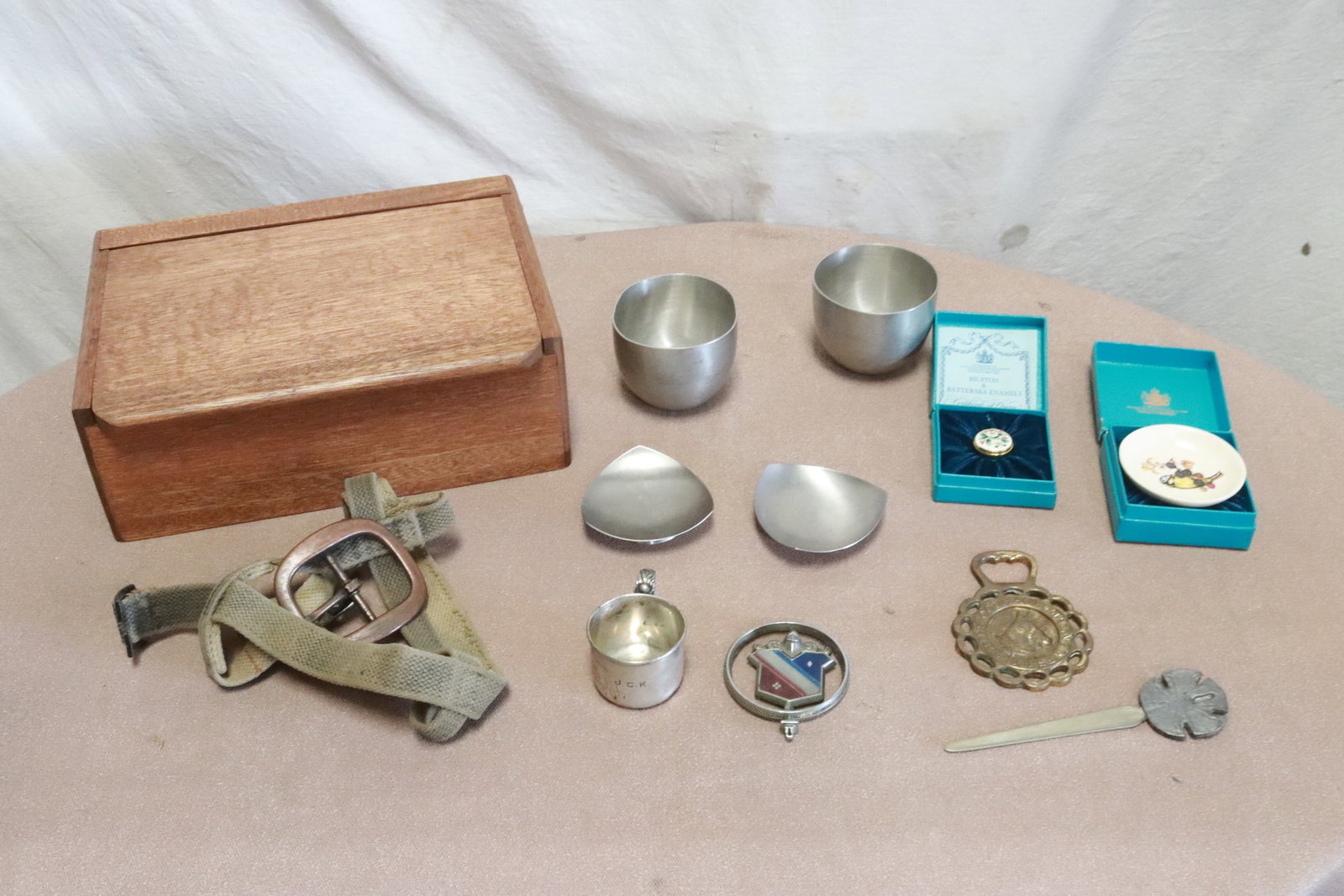 Lot of misc. with wood storage box: Lot of misc. with wood storage box, 4"x10.9"x8.4"