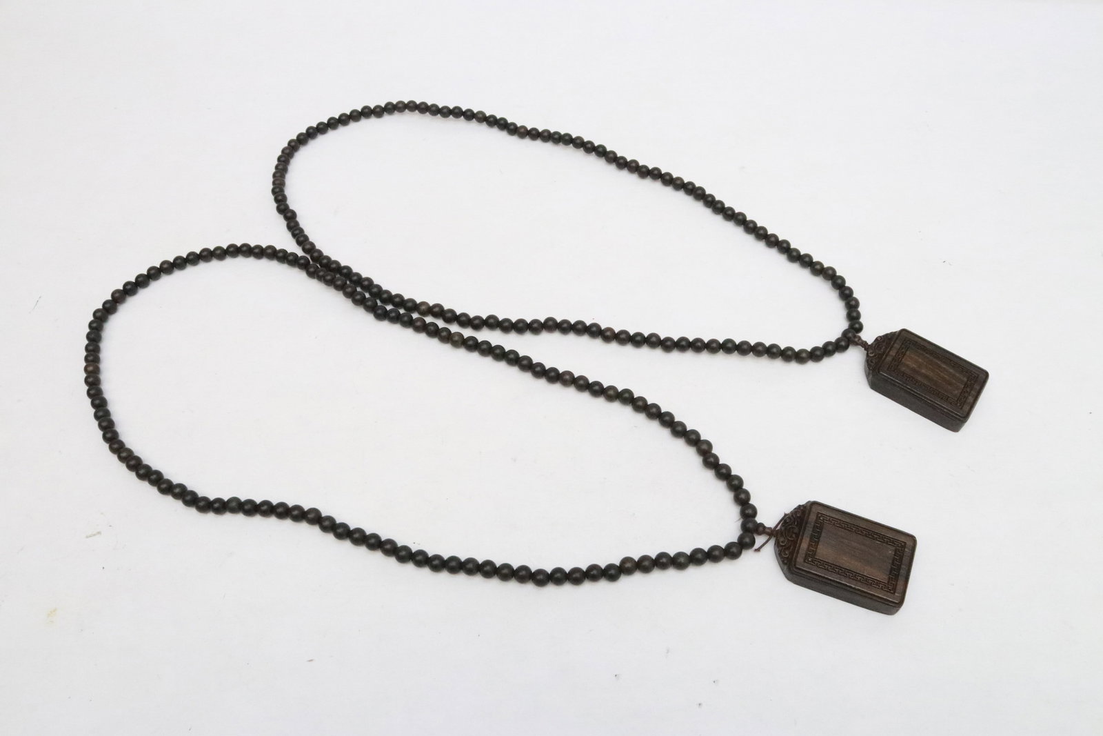 2 agarwood bead necklaces with pendants (1 of 9)