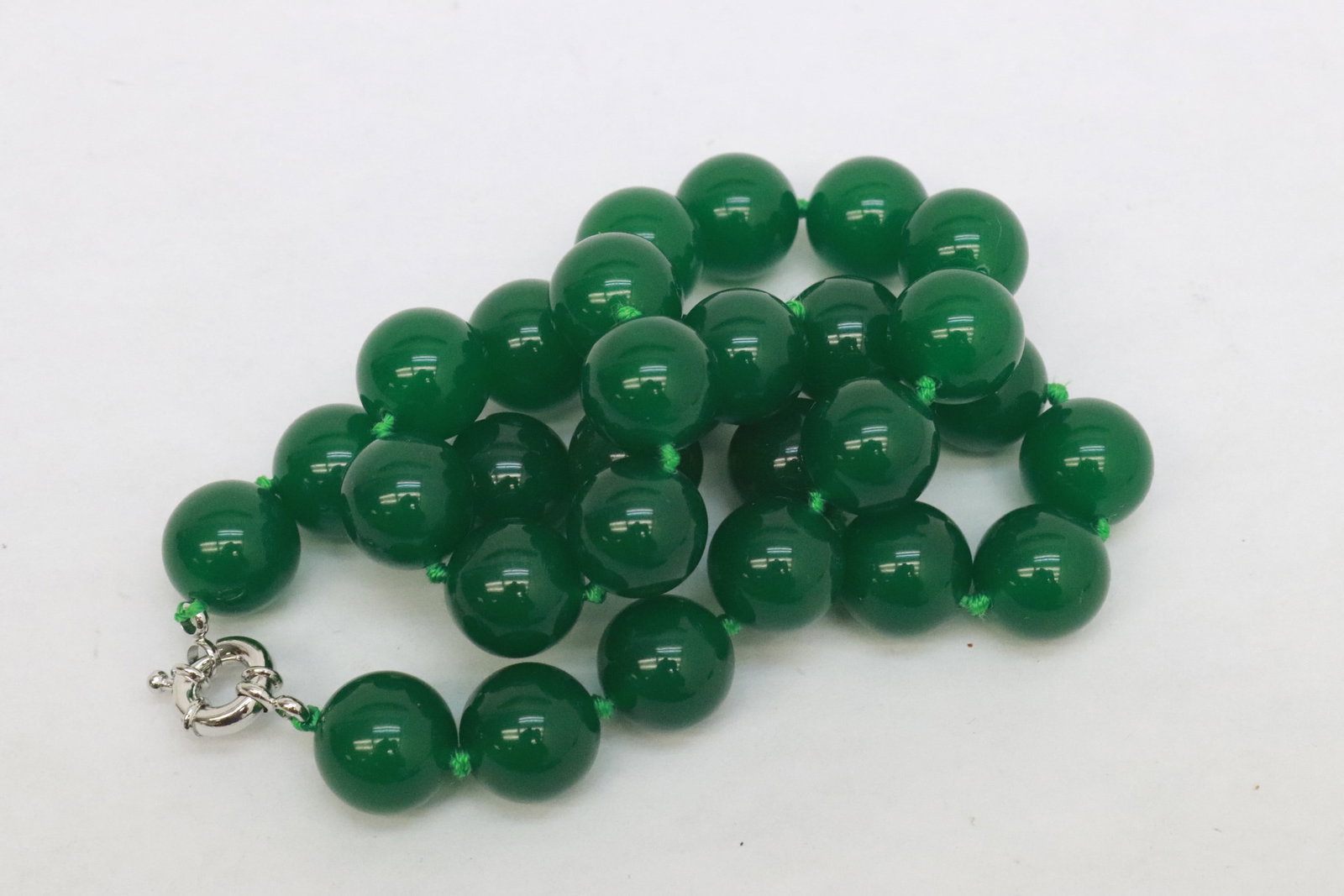 2 jadeite like bead necklaces - 8