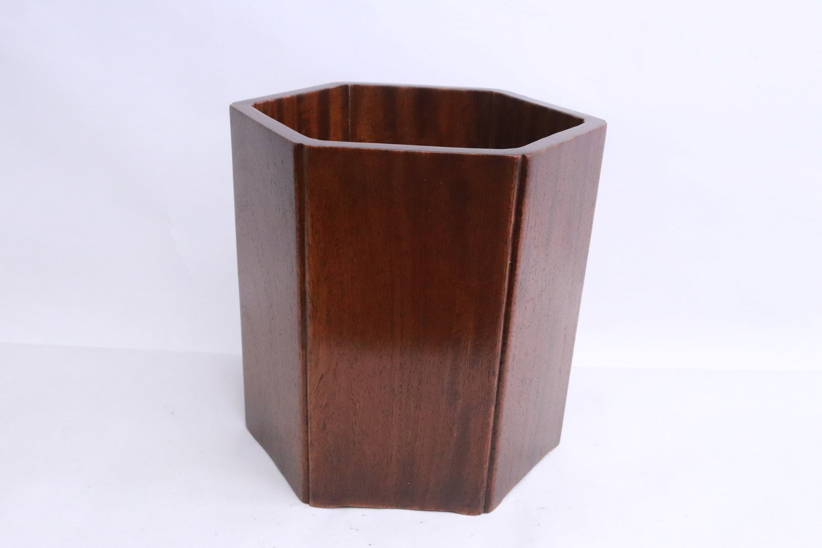 Hexagonal wood brush holder - 2