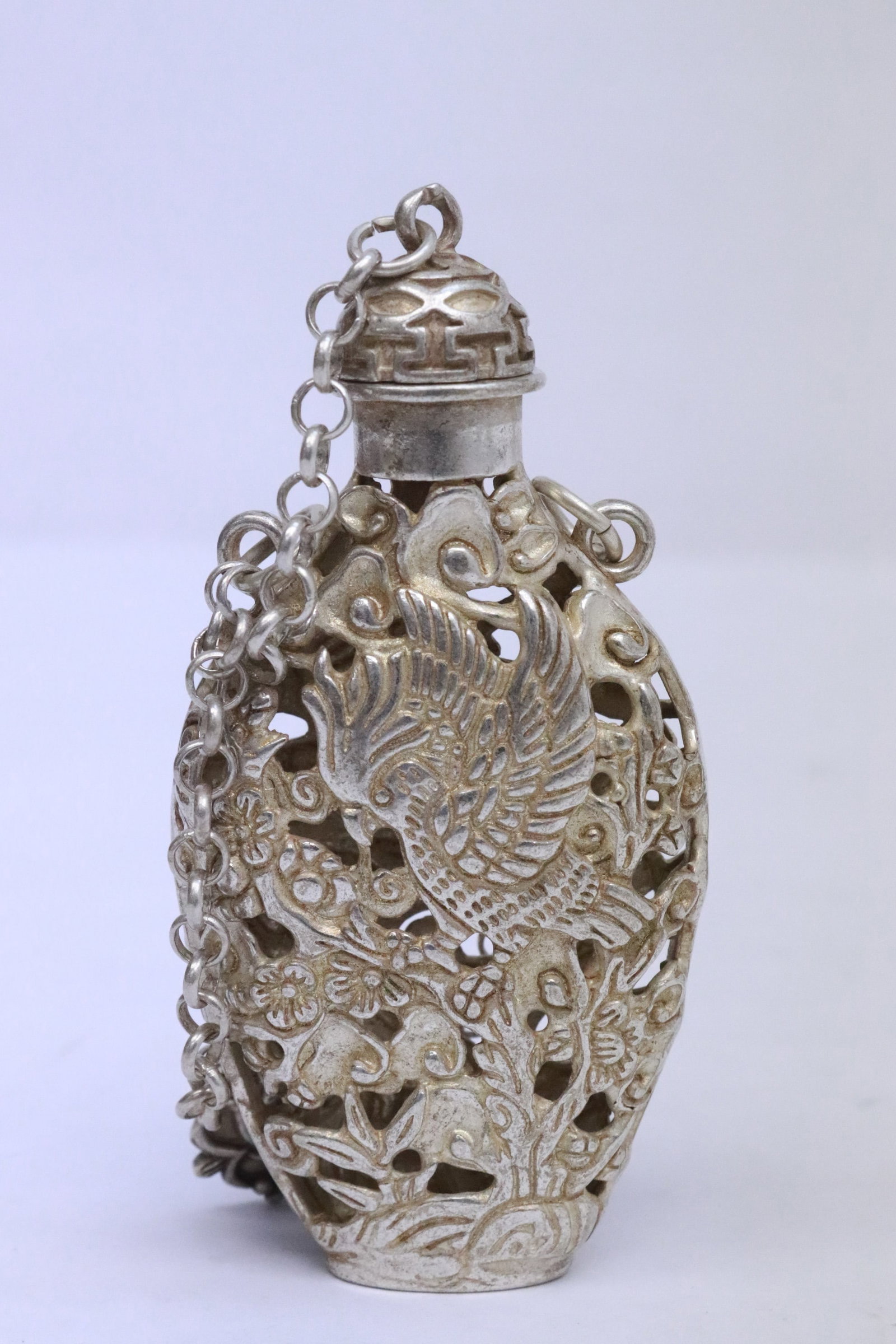 2 white metal scent bottles - 4