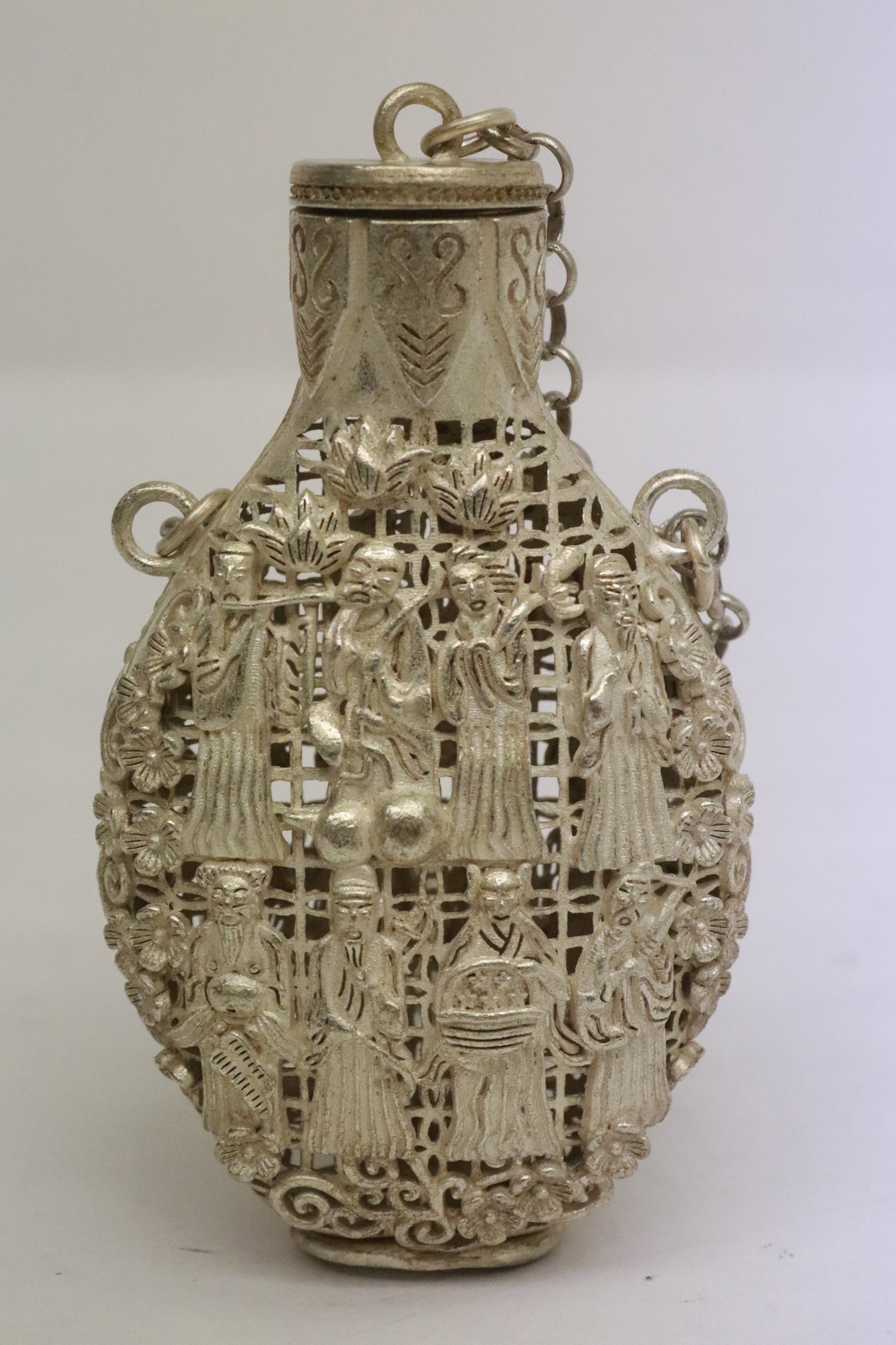 2 white metal scent bottles - 5