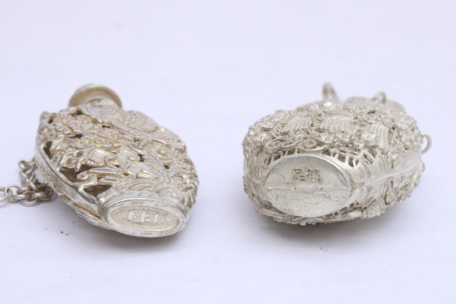 2 white metal scent bottles - 8