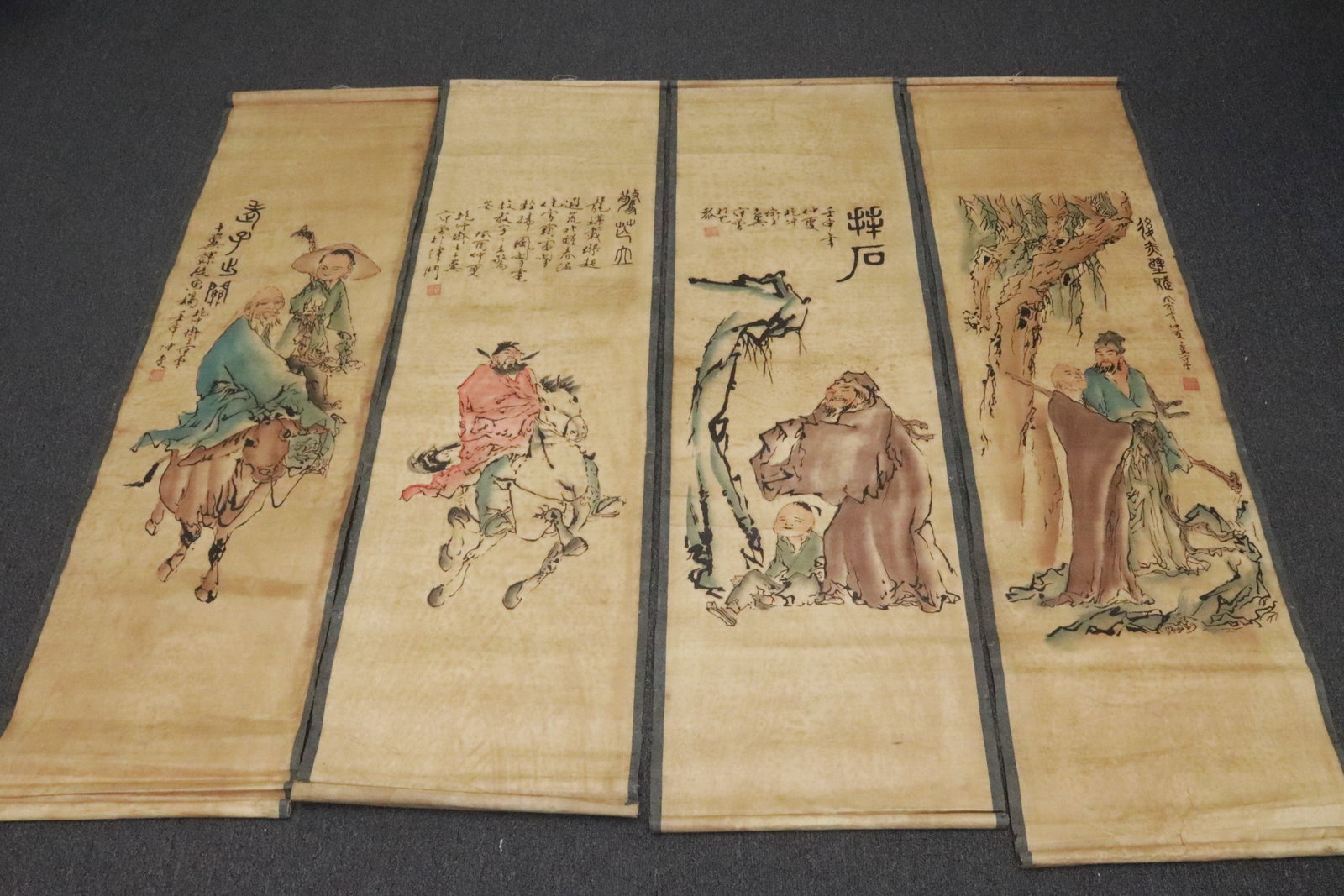 4 print hand scroll: 4 print hand scrolls, 47.5"x13.3" ea
