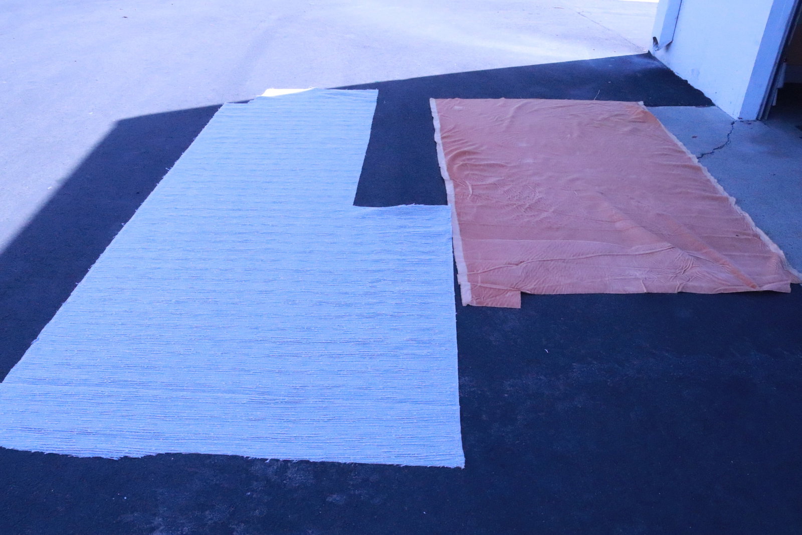 2 fabric rolls; one velvet like, and a cream color roll: 2 fabric rolls; one velvet like (4.9'x7.5'), and a cream color roll (4.9'x4.9', 3.3'x4.9')