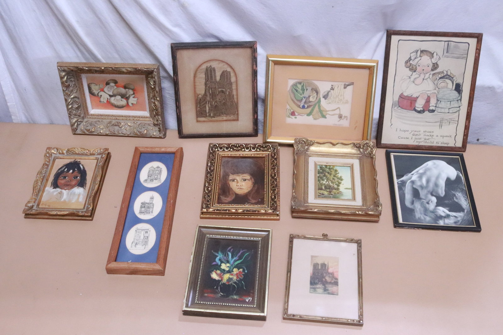 Lot of miniature wall arts: Lot of miniature wall arts, 3.85"x2.35" (F:8.6"x6.6"x0.4") - 11.4"x8.6" (F:12.35"x9.5"x0.4")