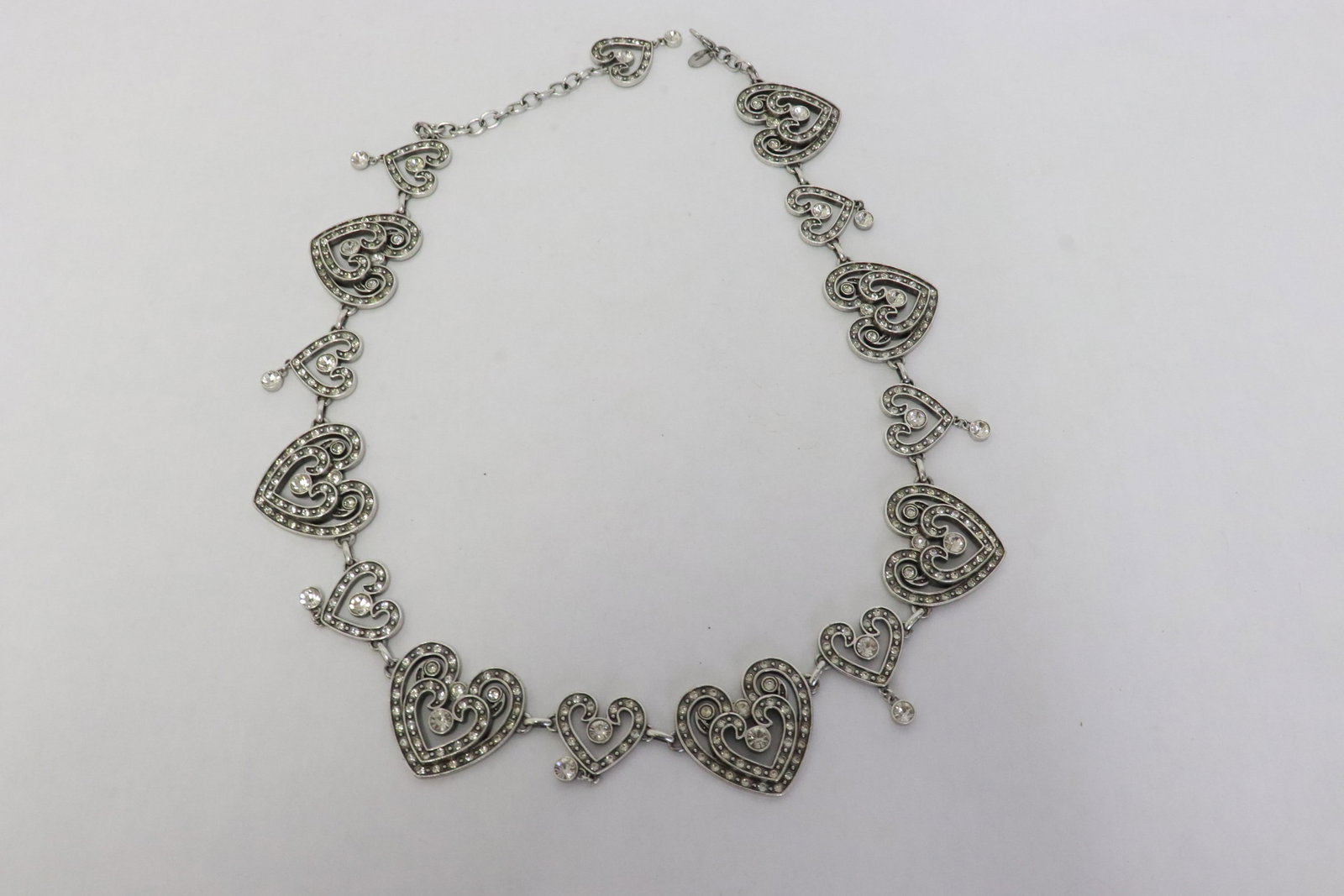 rhinestone belt with links in heart motif: Very beautiful rhinestone belt with links in heart motif, 35"L