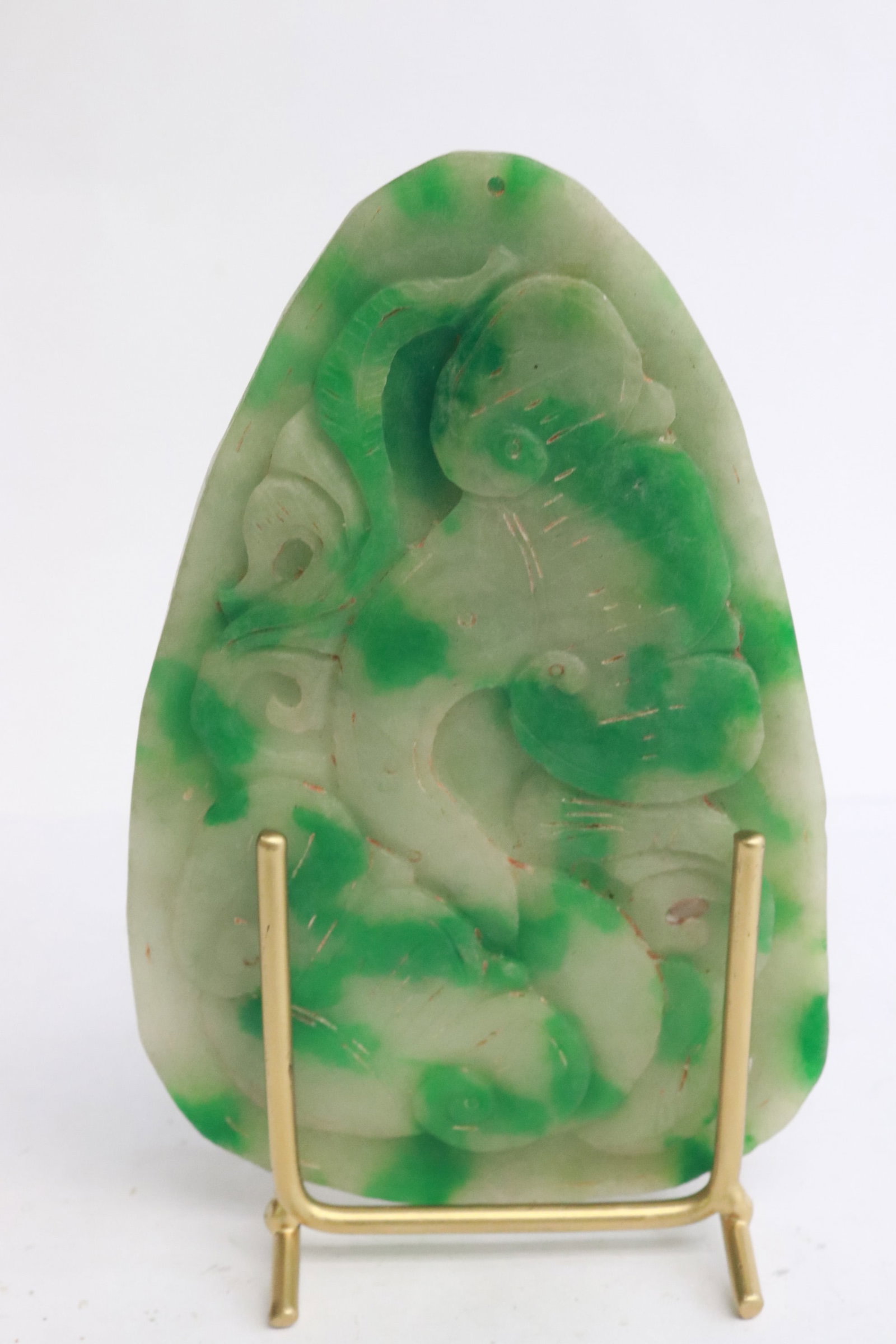 A jade like stone plaque - 6