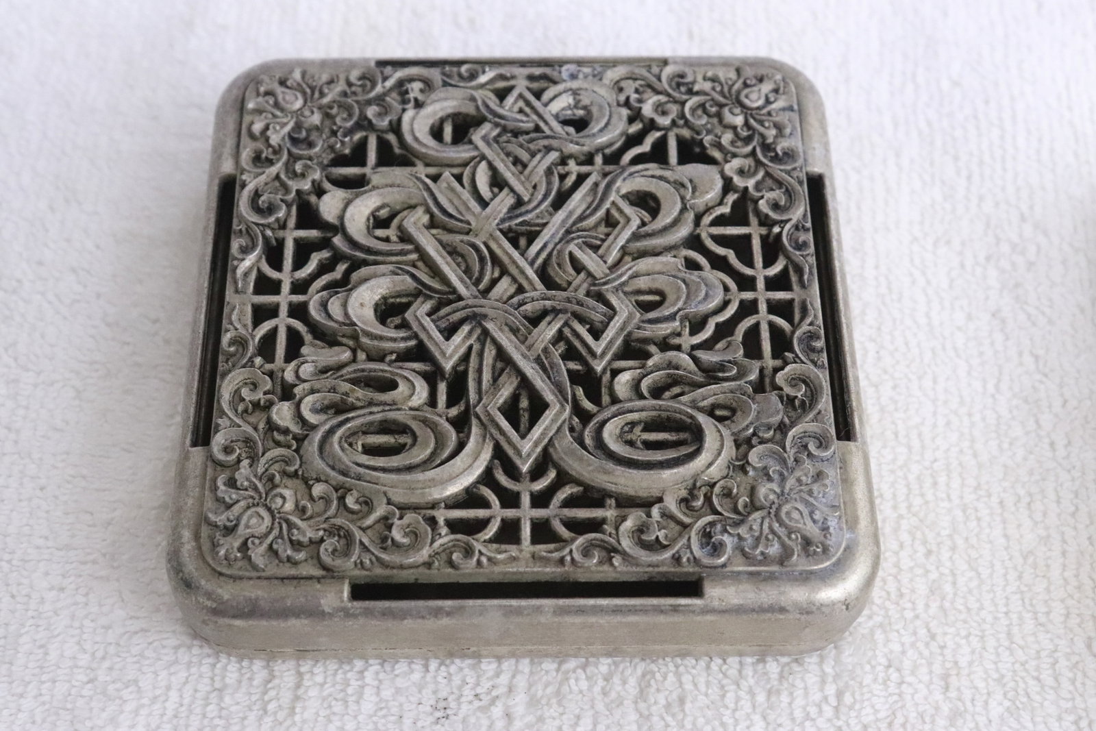 2 white metal scent boxes - 3