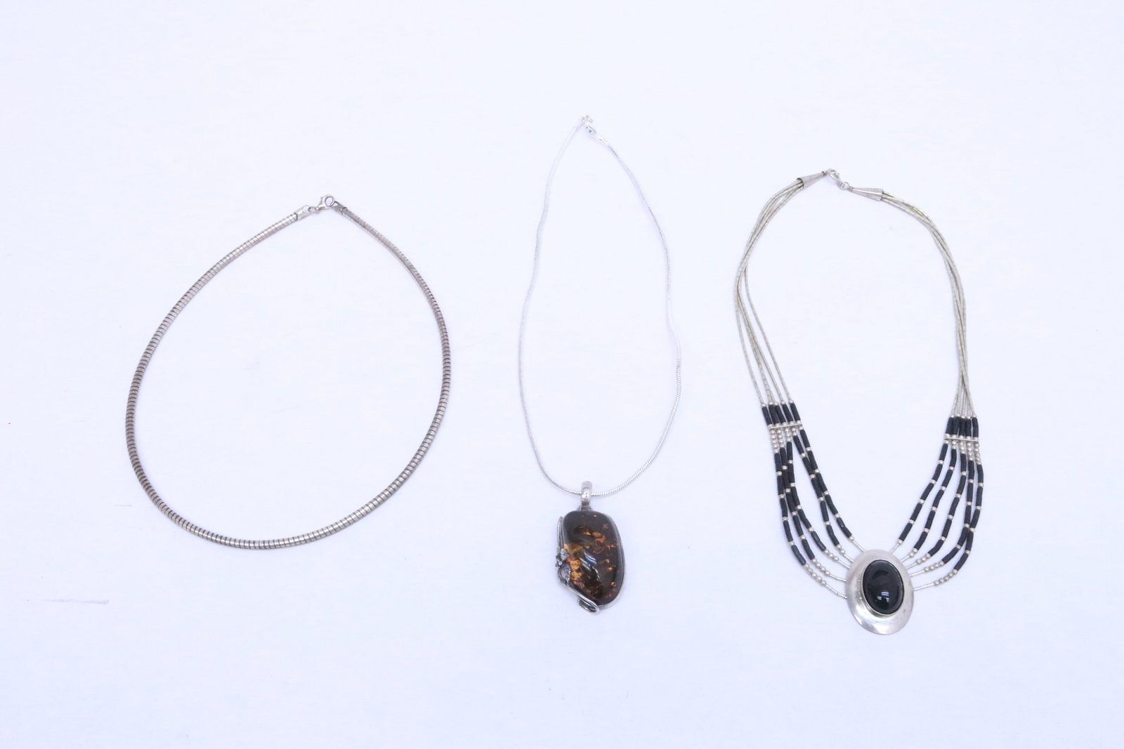 3 sterling necklaces: 3 sterling necklaces, wt. 52.5gm, 15.7"L - 15.8"L