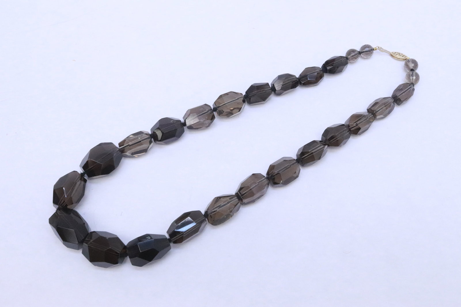 faceted smoky quartz bead necklace w/ 14K clasps (1 of 6)