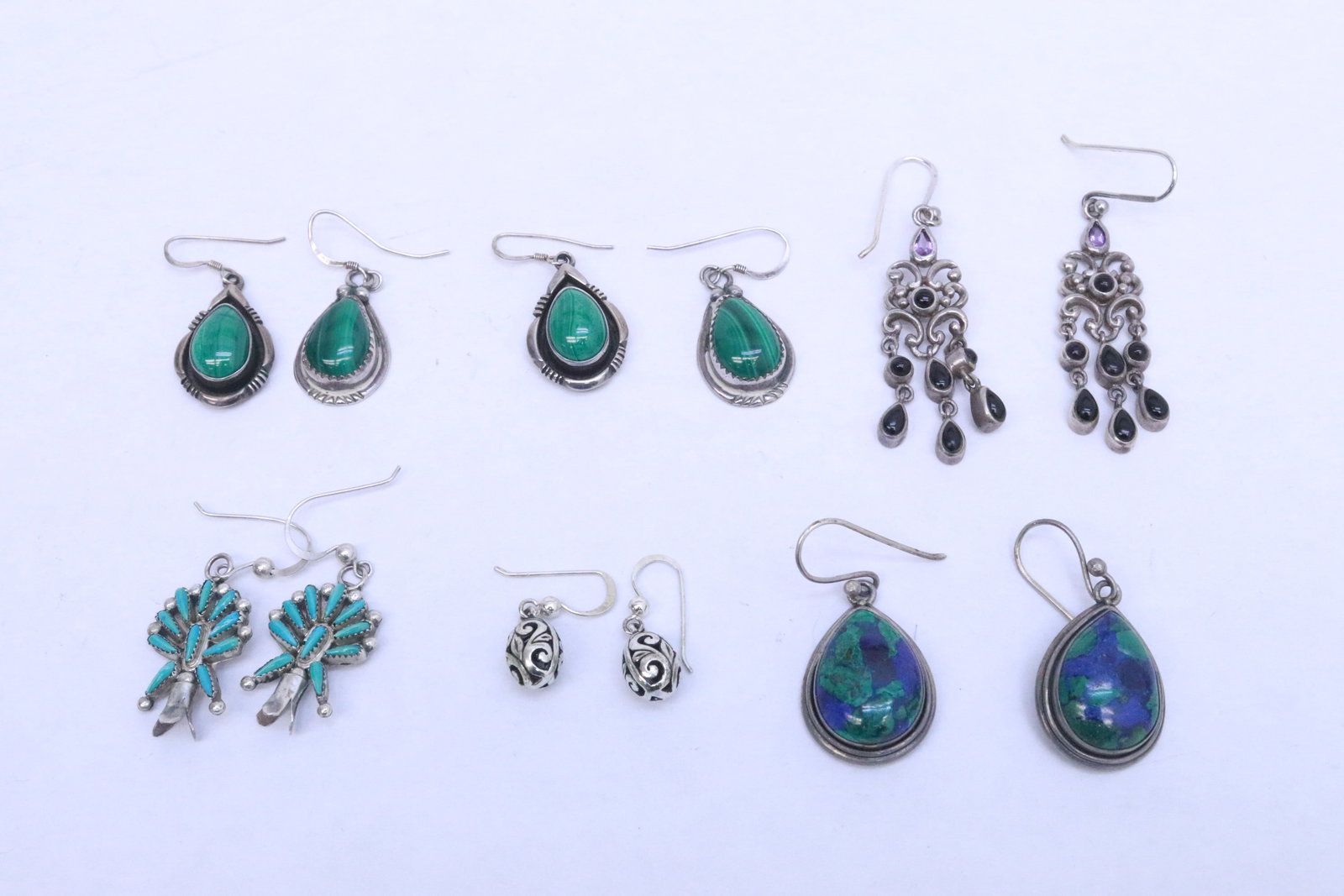 6 pairs sterling earrings: 6 pairs sterling earrings, total wt. 46.5gm