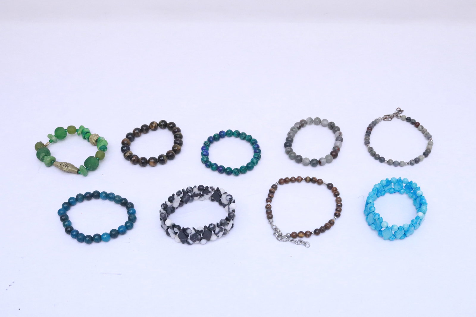 9 semi precious stone bracelets: 9 semi precious stone bracelets