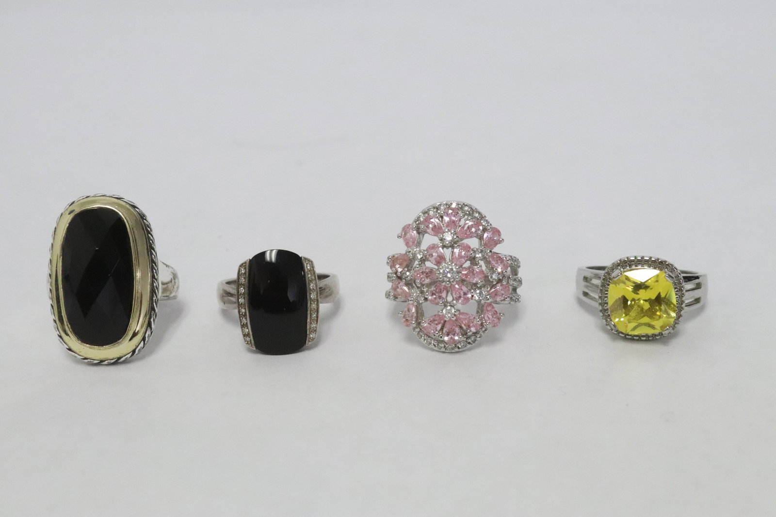 4 fancy sterling rings, wt. 37gm (1 of 9)