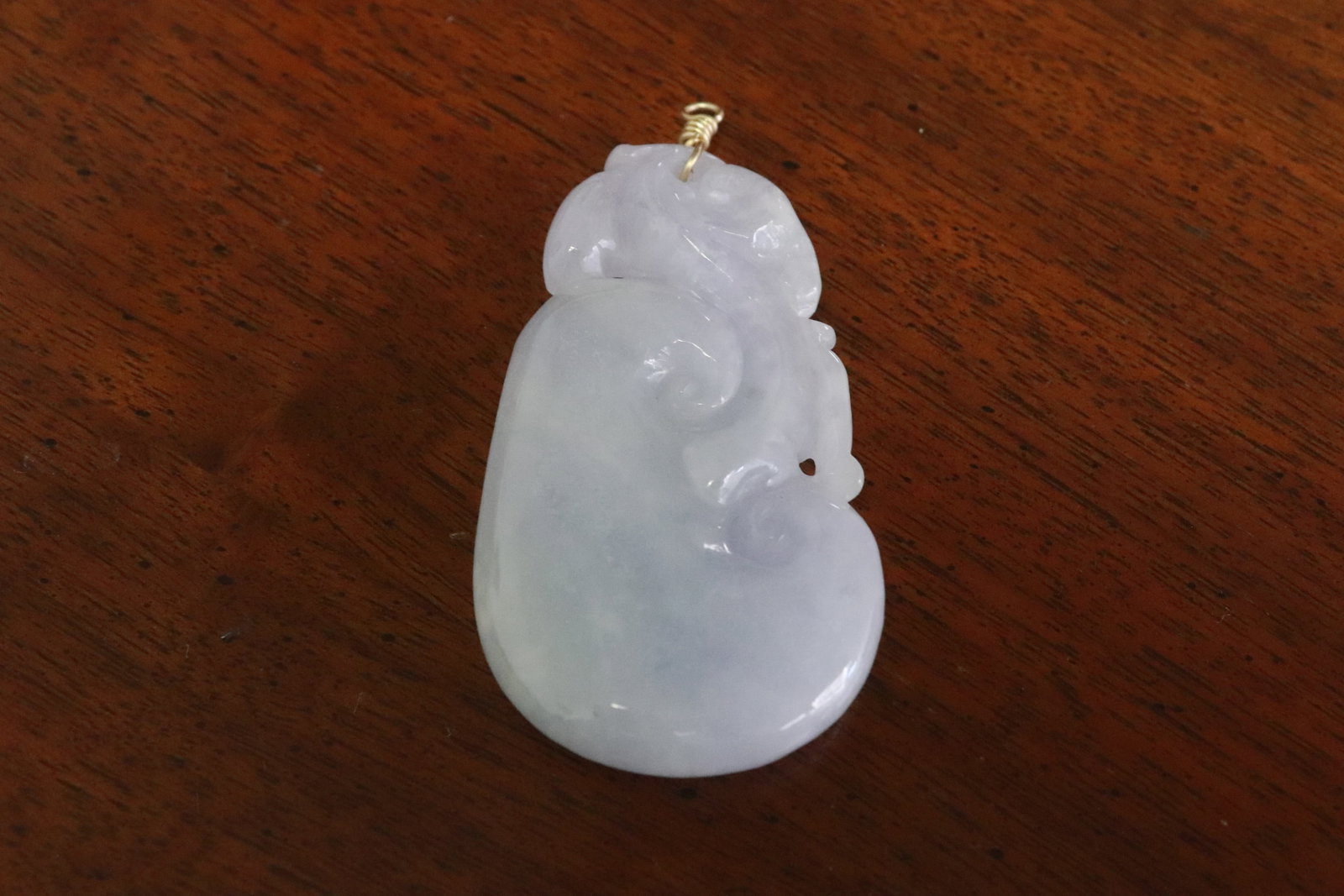 Fine white jade pendant with gold filled bale: Fine white jade pendant with gold filled bale, 2.4"x1.35"x0.35"