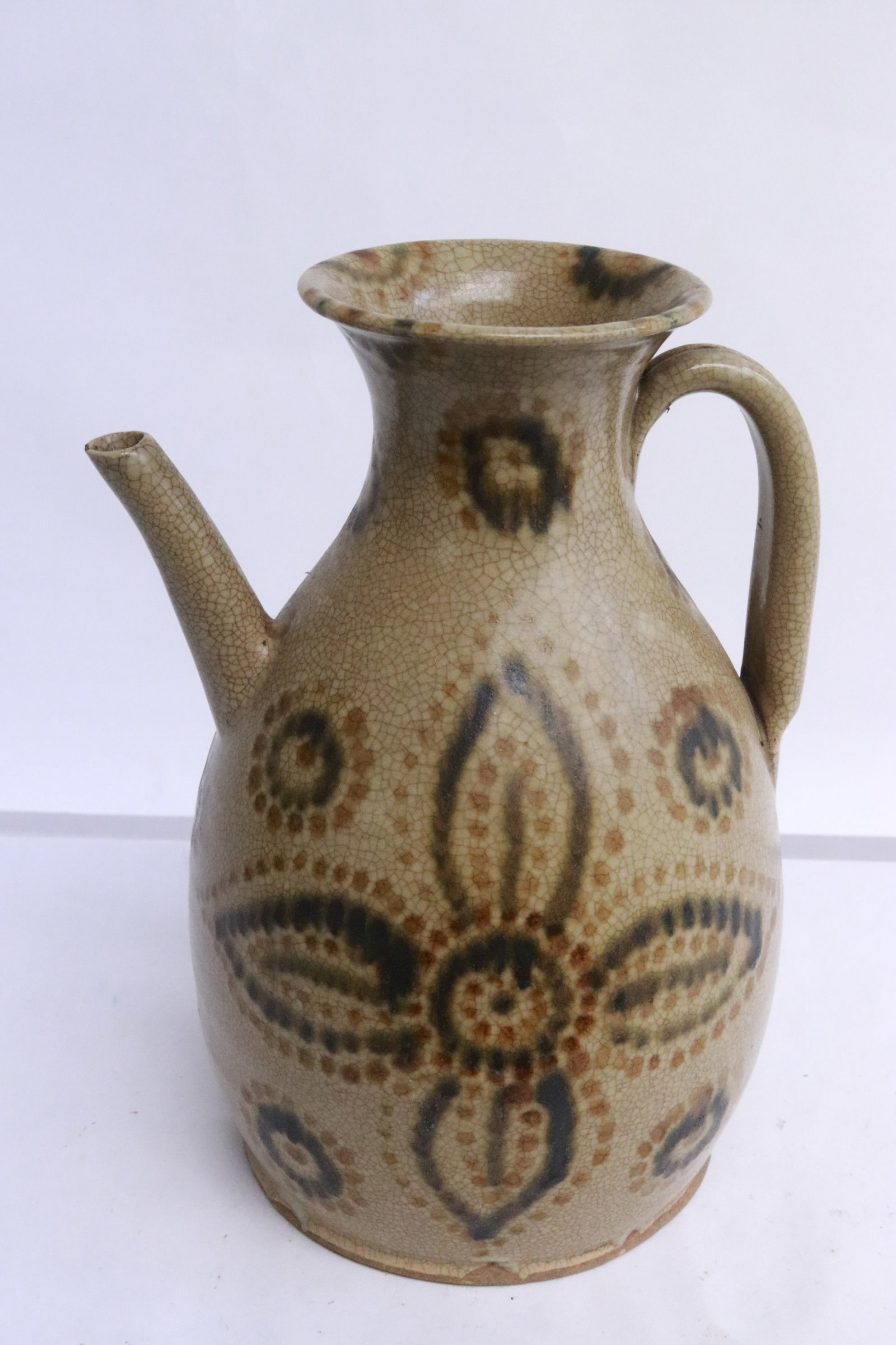 Chinese light brown earthenware wine server (1 of 6)