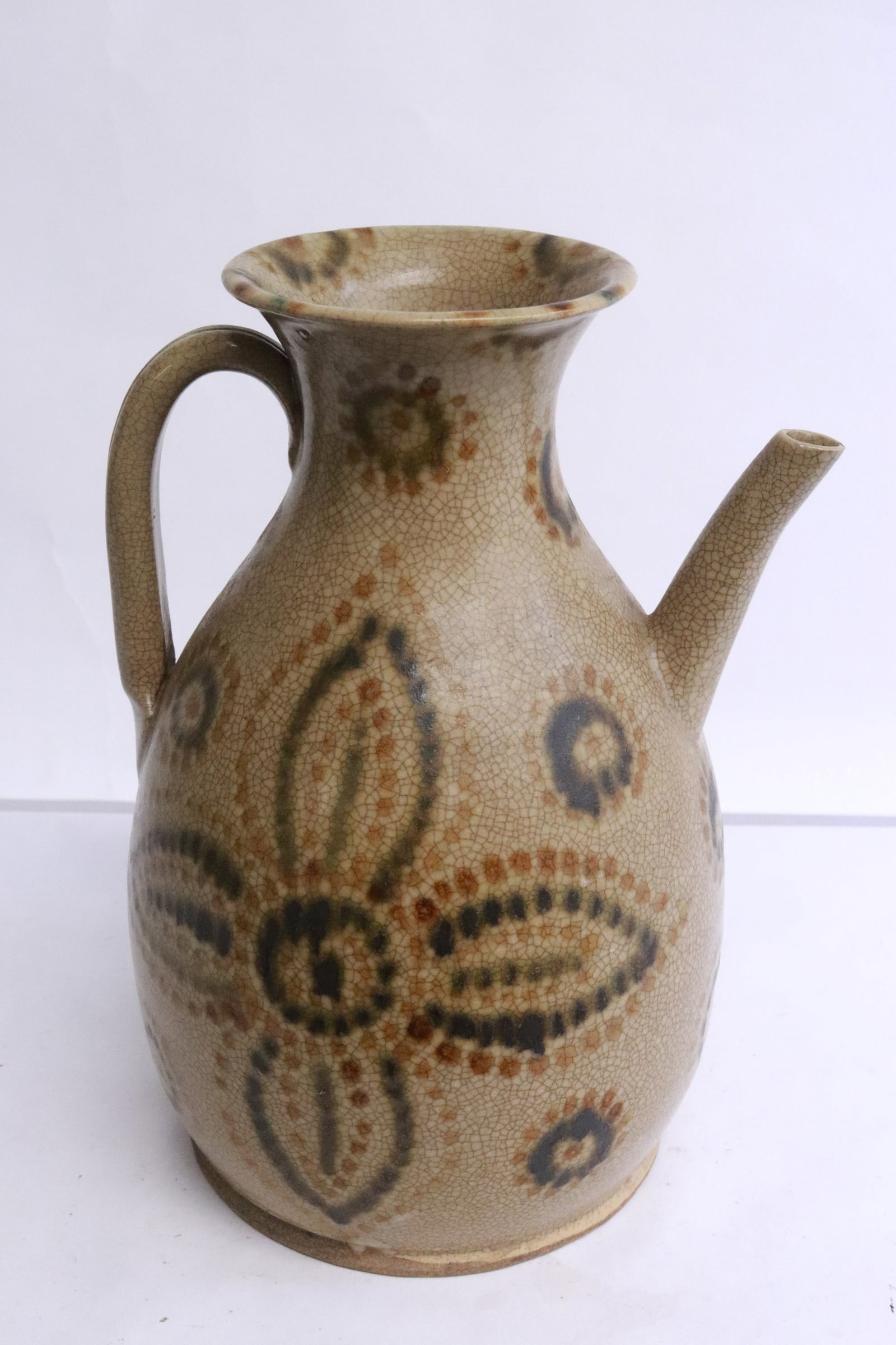 Chinese light brown earthenware wine server - 4