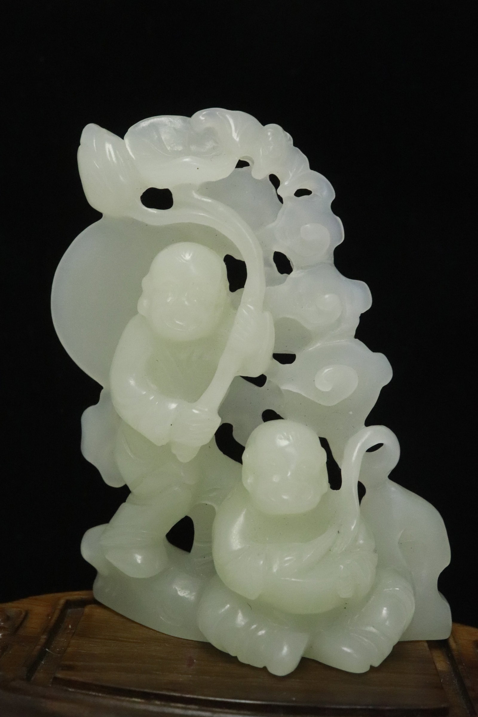 Chinese jade like stone carved deity: Chinese jade like stone carved deity, 3.25"x2.75"x1.1"