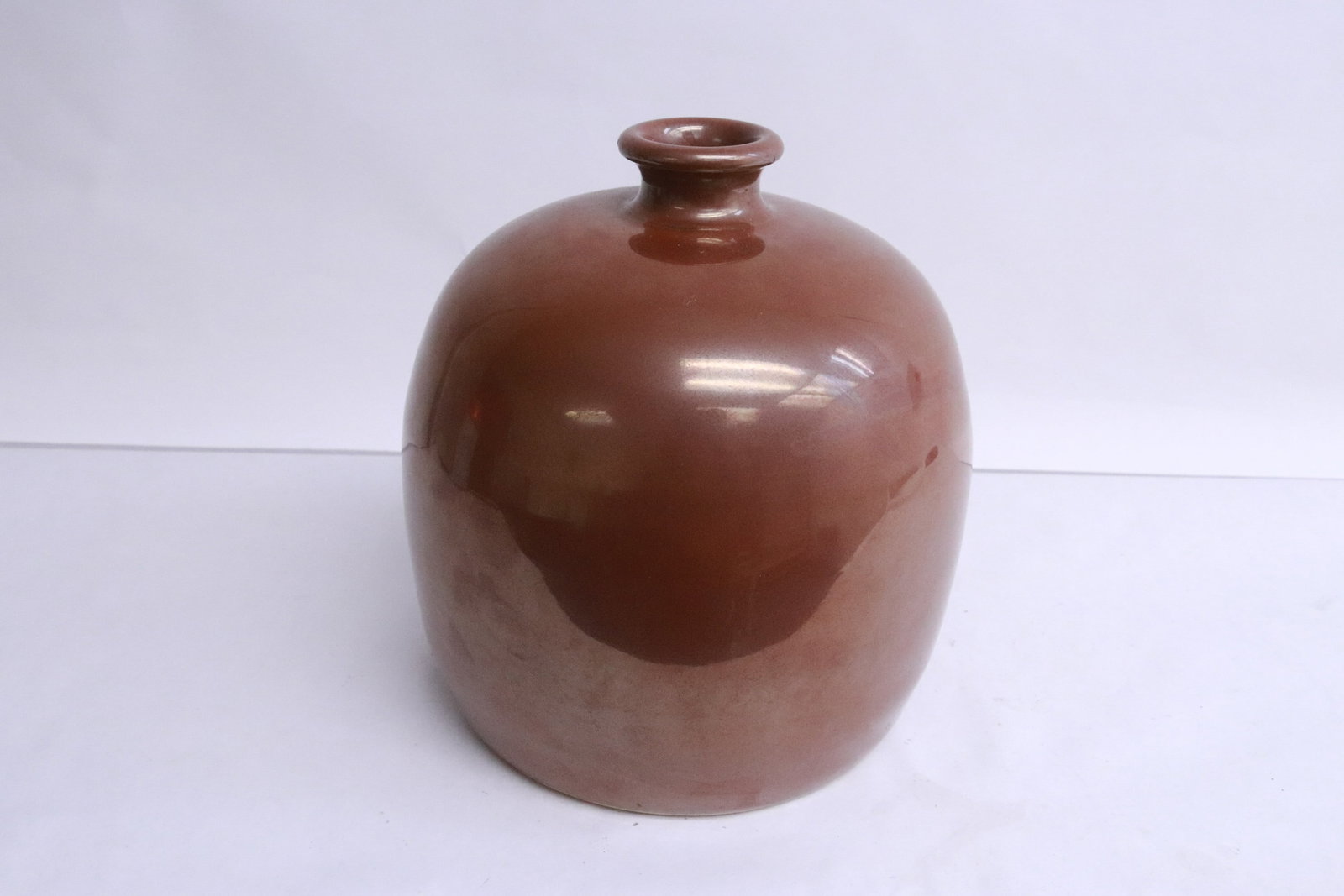 Large Chinese porcelain water dripper: Large Chinese brown glazed porcelain water dripper, 6.8"x6.5"dia