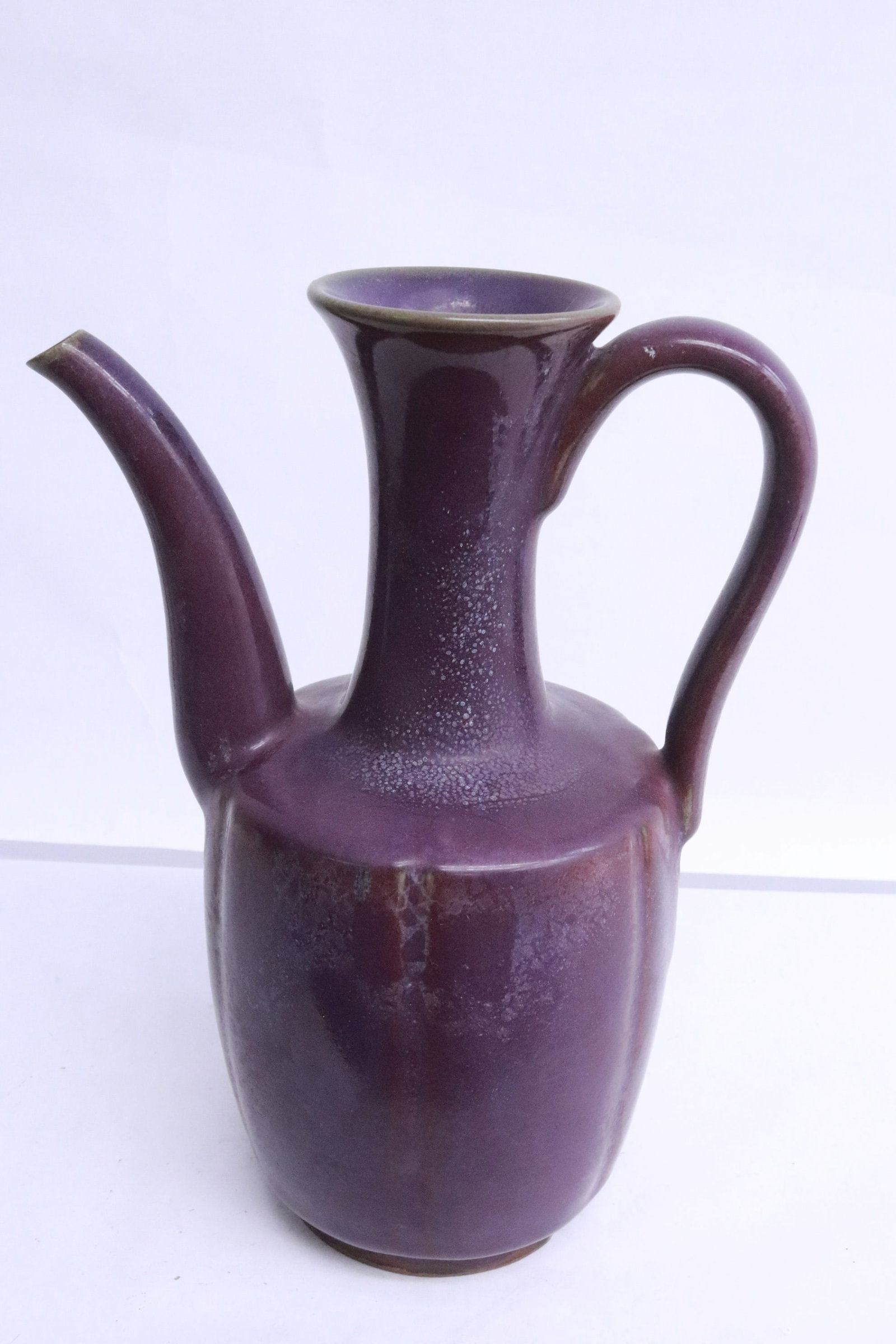 Chinese purple glazed porcelain wine server: Fine Chinese purple glazed porcelain wine server, 10.3"x7.65"x5.1"