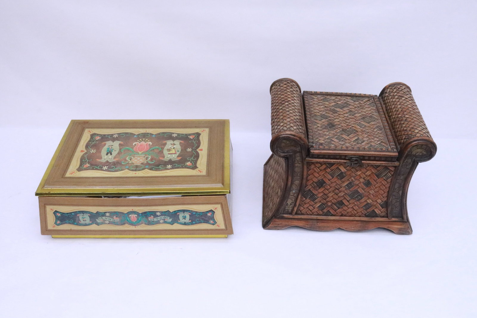 a bamboo weaved box, & a sewing box with content (1 of 10)