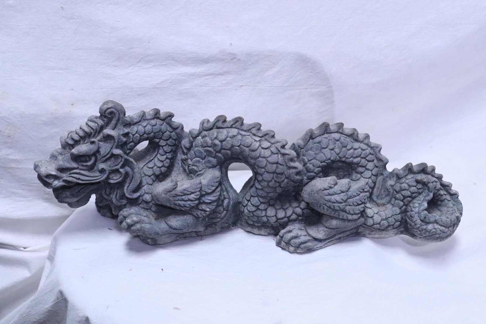A garden stone ornament in the form of dragon: A garden stone ornament in the form of dragon, 24.8"L
