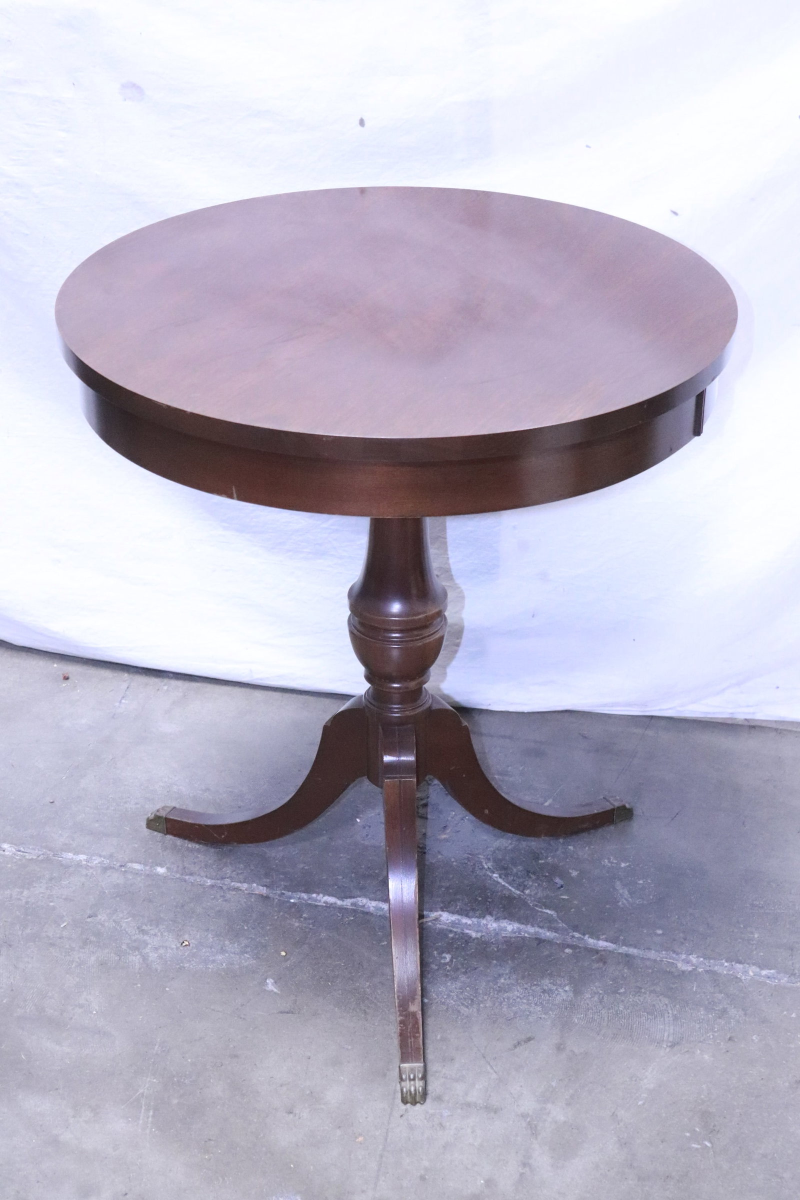 Mahogany round tripod side table (1 of 5)