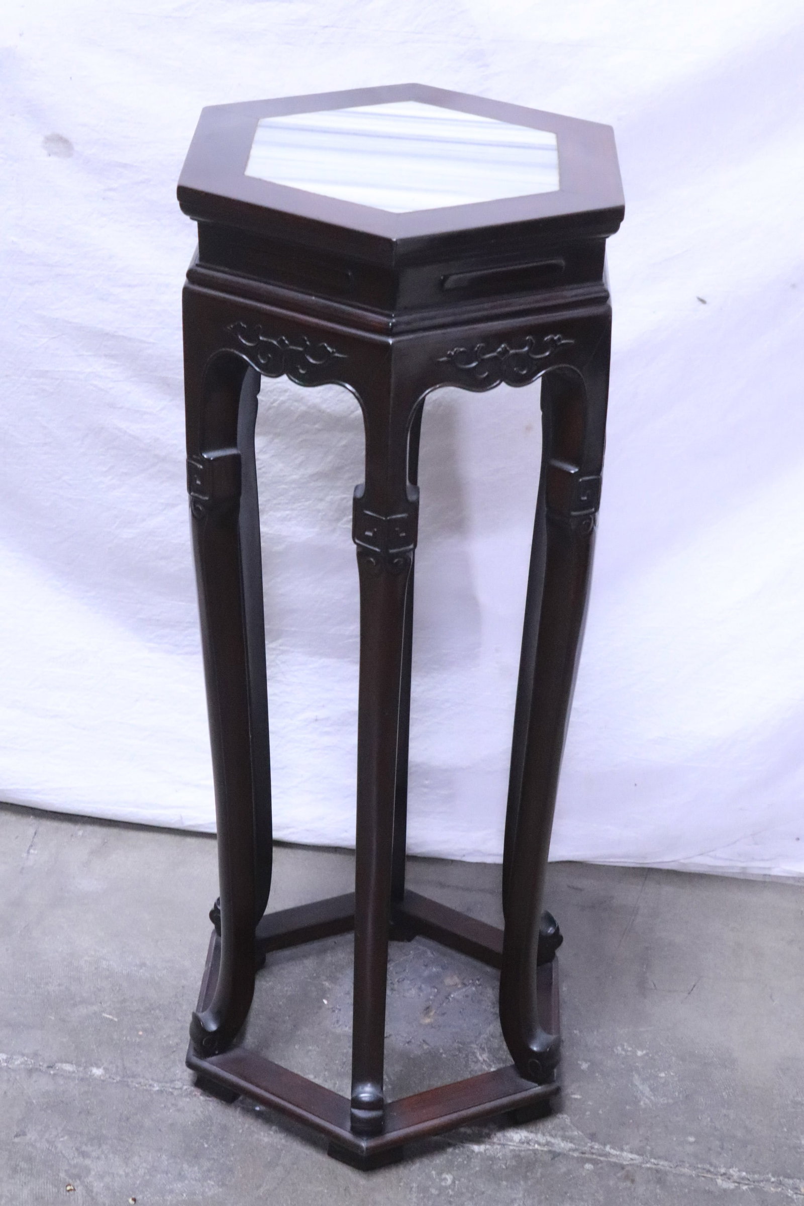 Fine rosewood hexagonal stand: Fine rosewood hexagonal stand, 32.7"x12.35"x14.3"