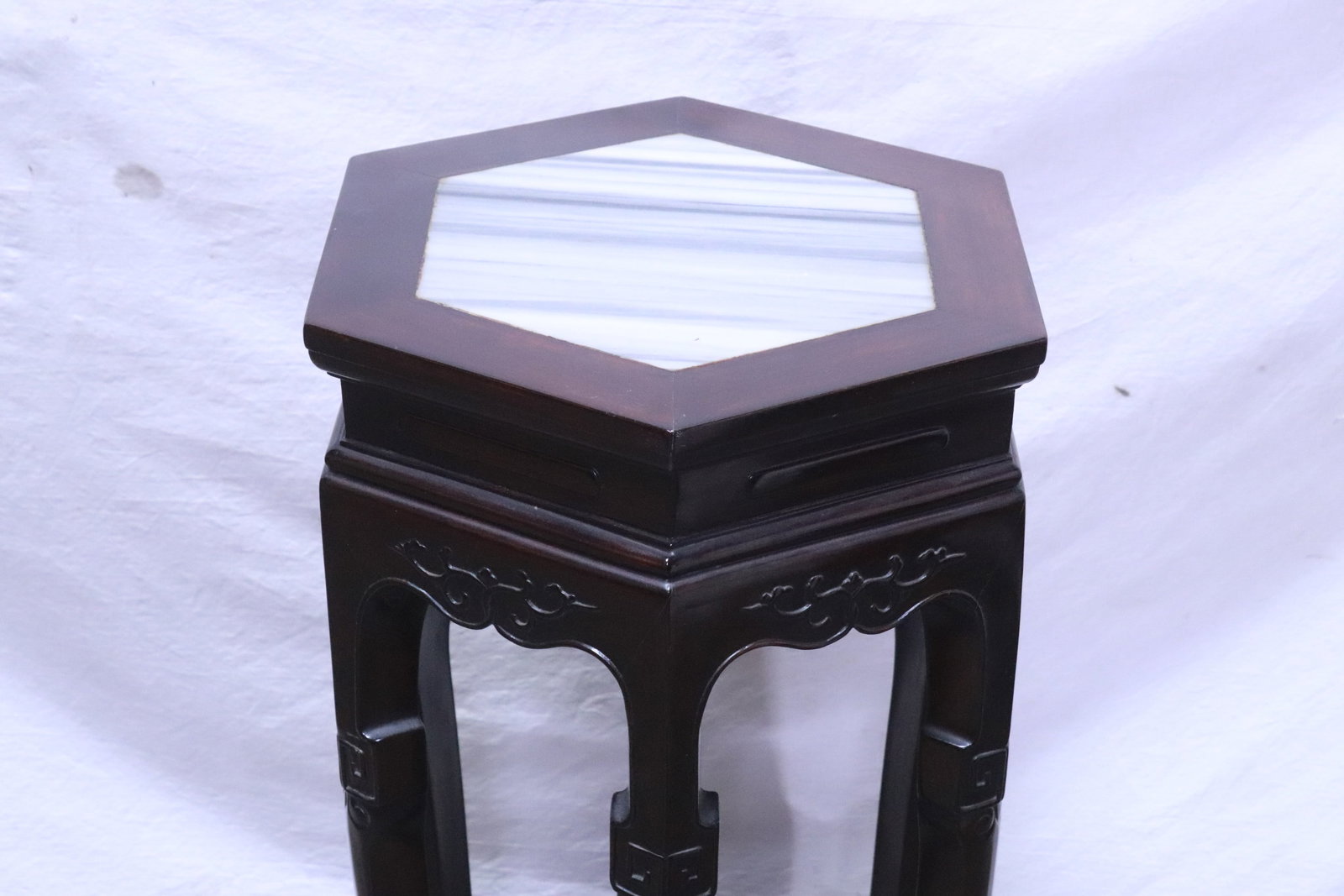 Fine rosewood hexagonal stand - 2