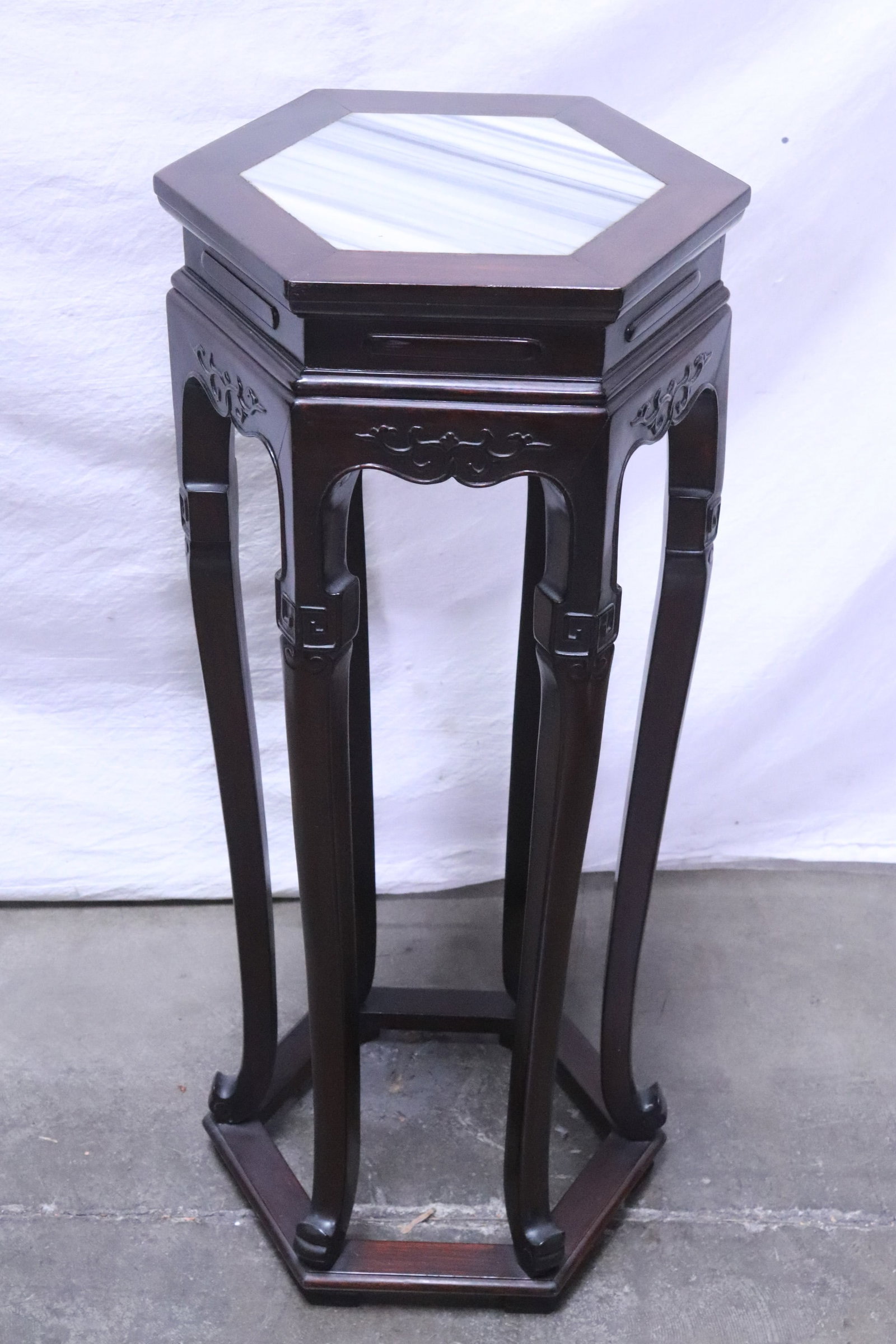 Fine rosewood hexagonal stand - 4