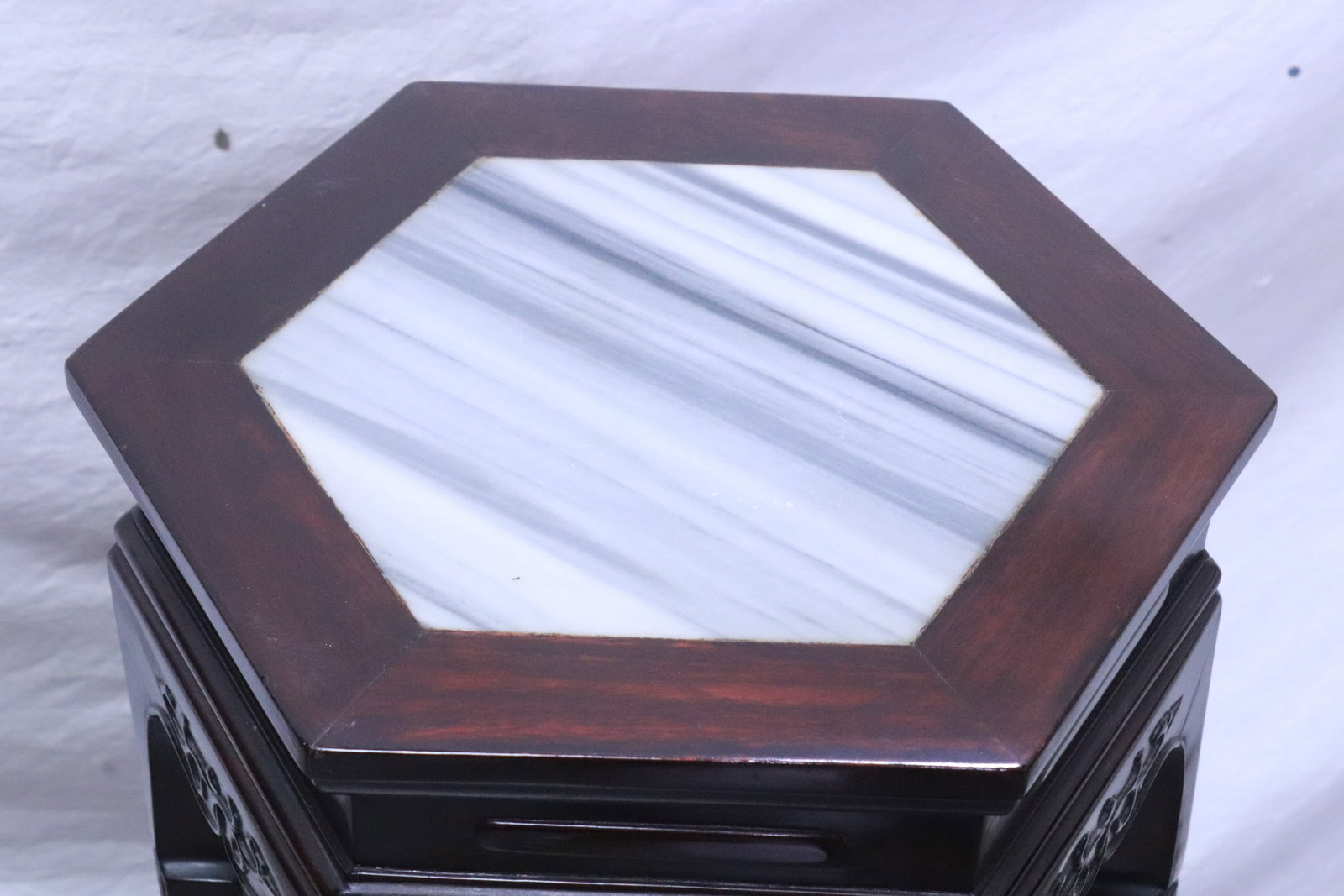 Fine rosewood hexagonal stand - 7