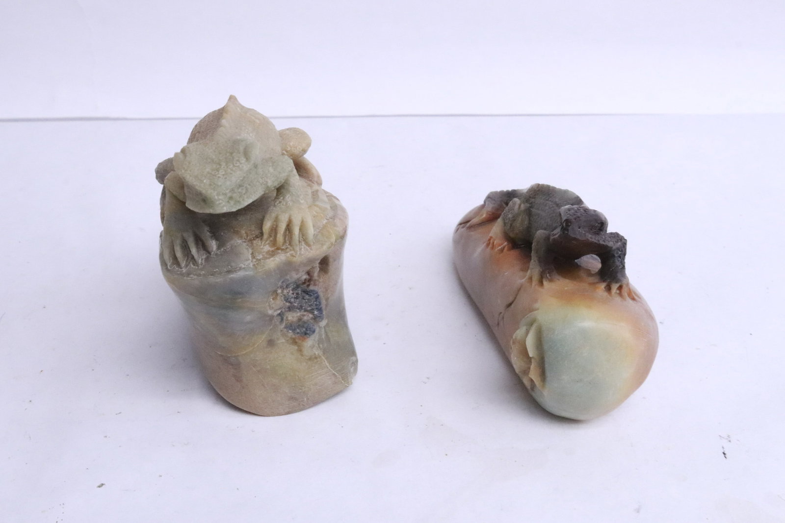 2 stone carvings: 2 stone carvings, 2.2"H, 3.35"H