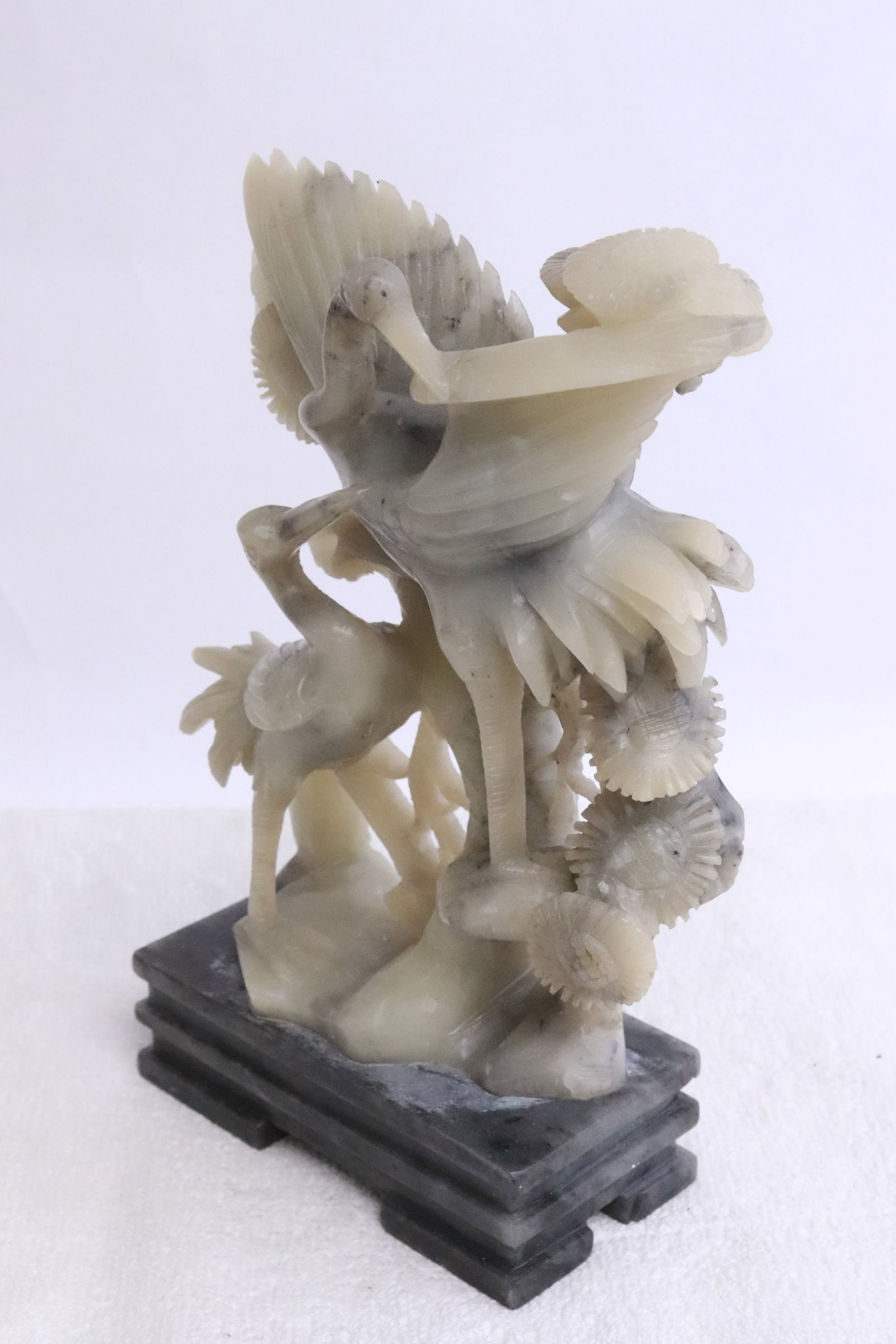 Soapstone carved crane group - 3