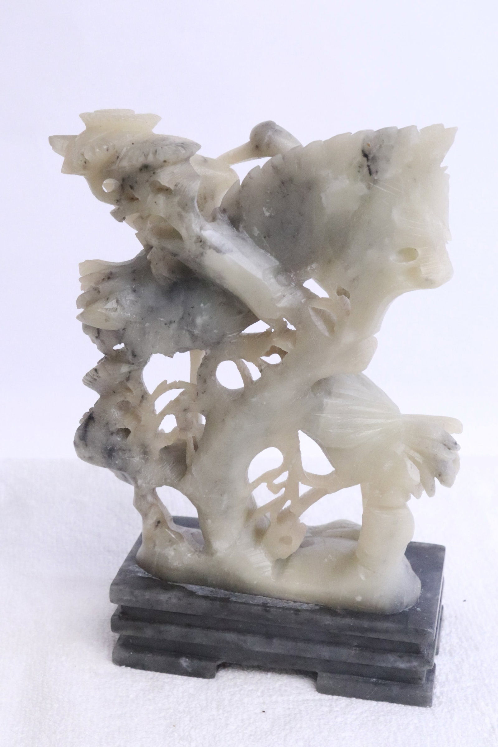 Soapstone carved crane group - 5