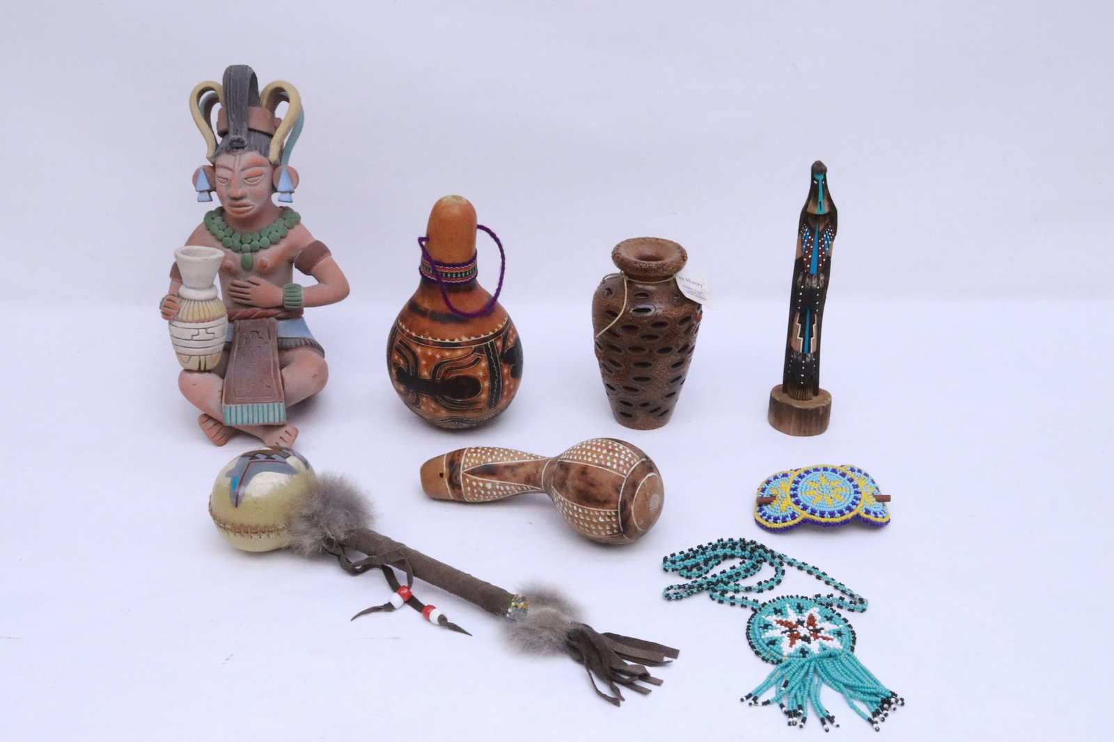 Lot of Indian motif articles: Lot of Indian motif articles, 5.2"x3"dia - 9.8"L