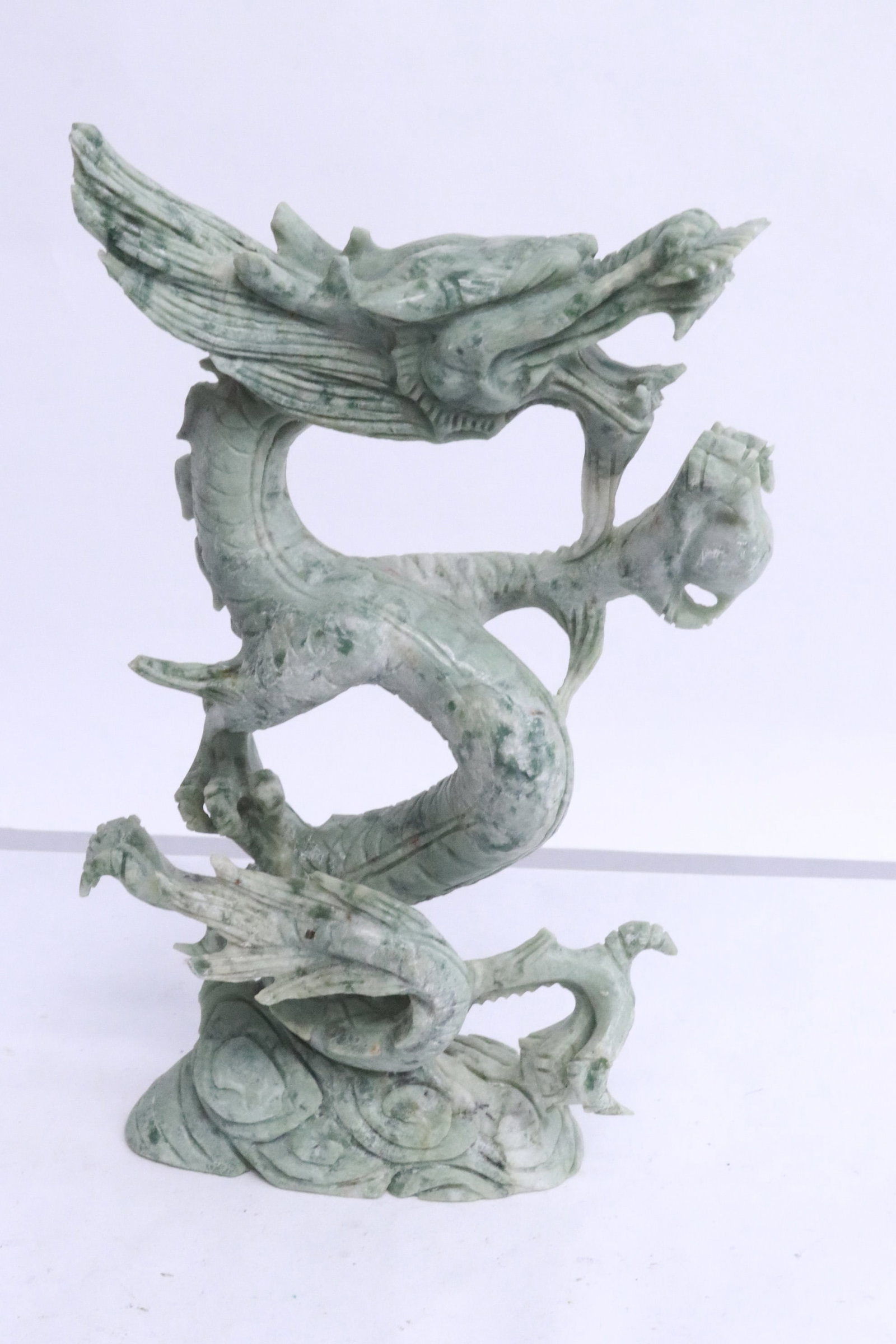 Chinese stone carved dragon: Chinese stone carved dragon, 8.2"H