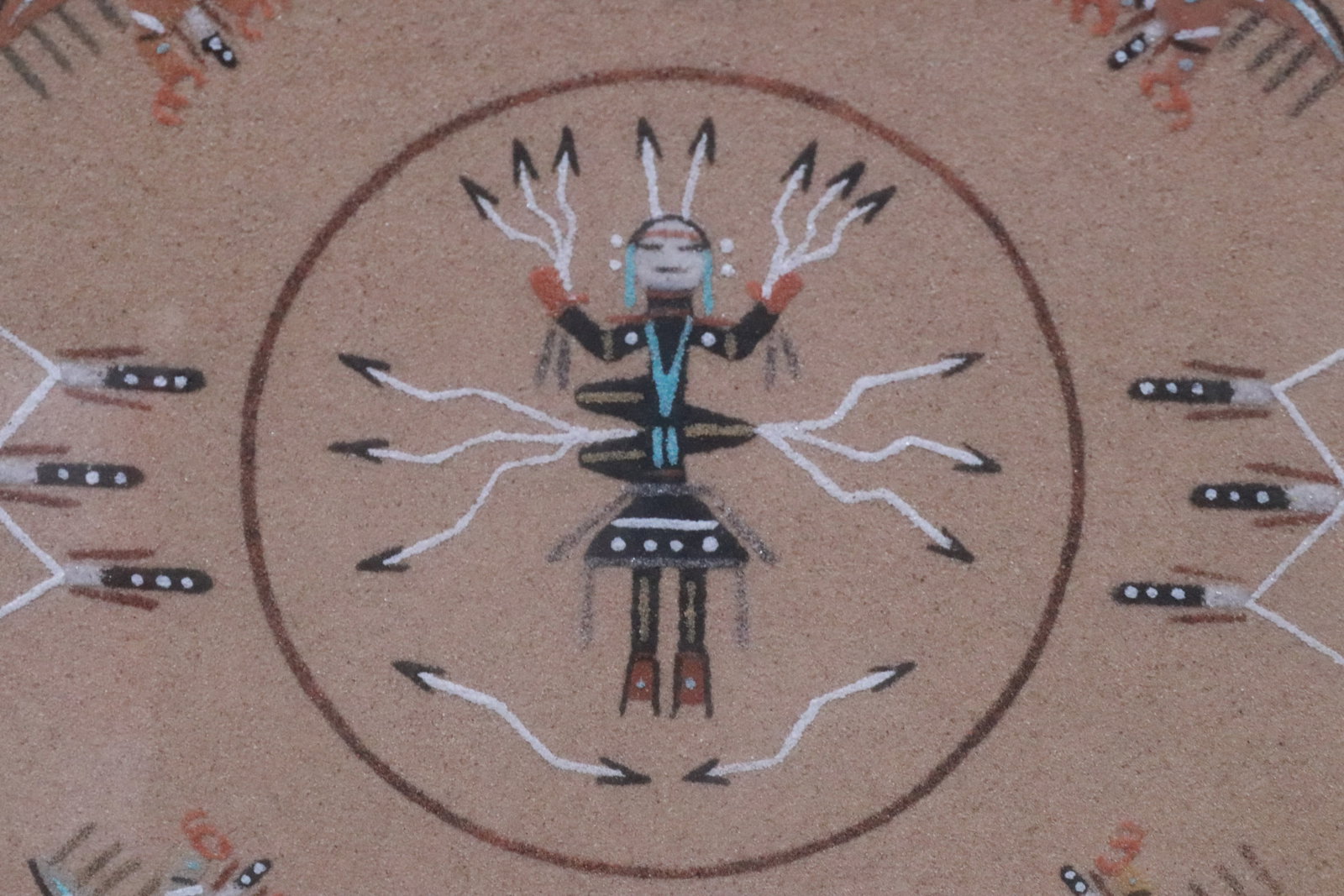 3 framed Indian sand paintings - 10