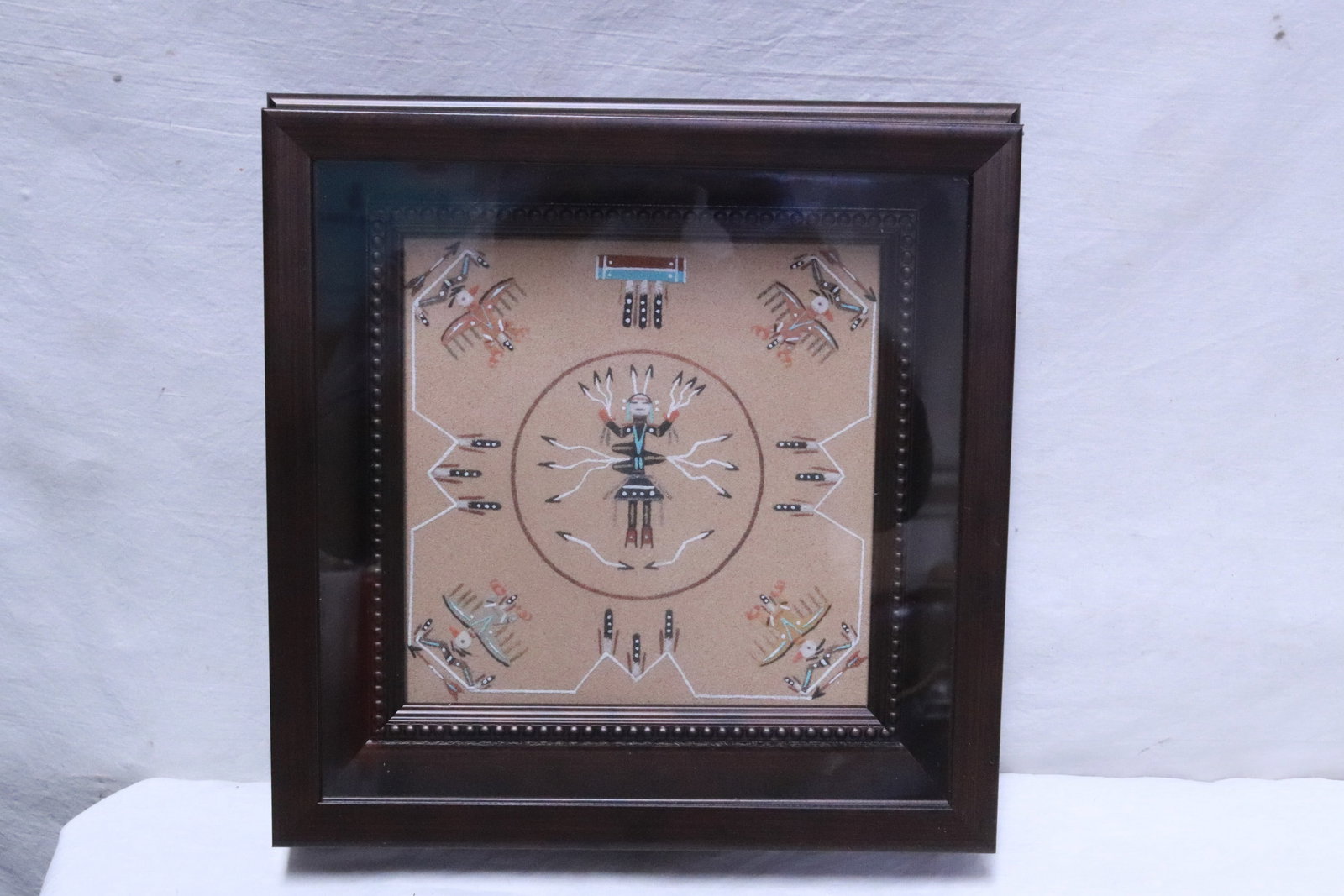 3 framed Indian sand paintings - 8