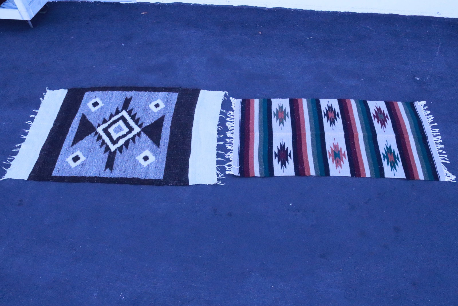 2 Navajo style blankets: 2 Navajo style blankets, 54.8"x35.8", 54.6"x27.5"
