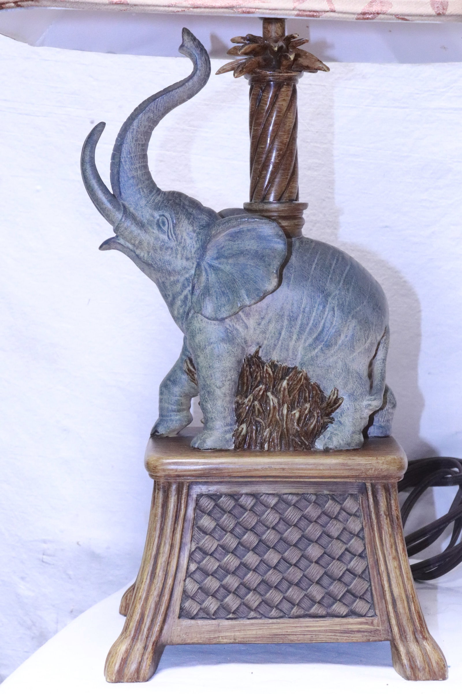 a bamboo weaved box, and a lamp - 3