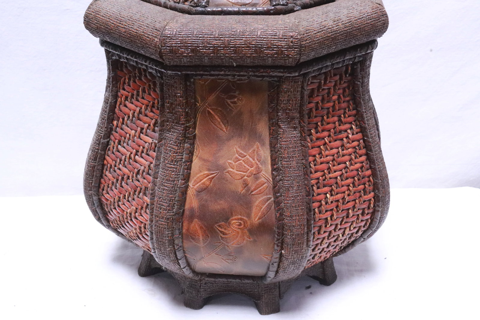 a bamboo weaved box, and a lamp - 7