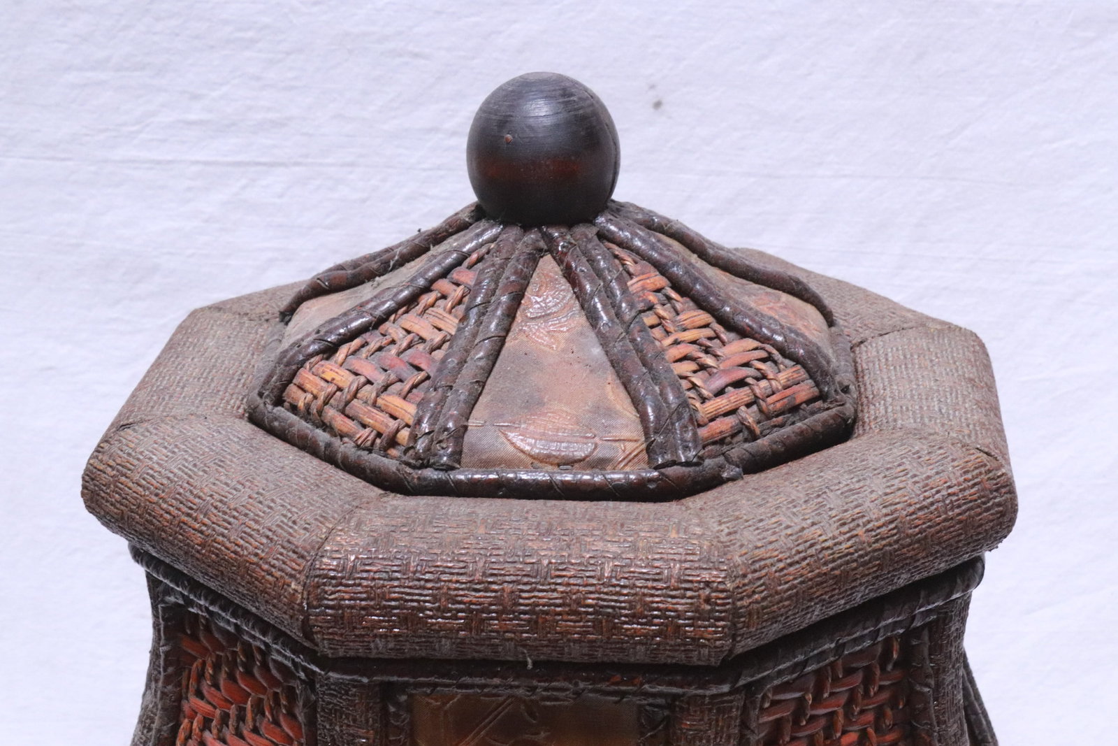 a bamboo weaved box, and a lamp - 8